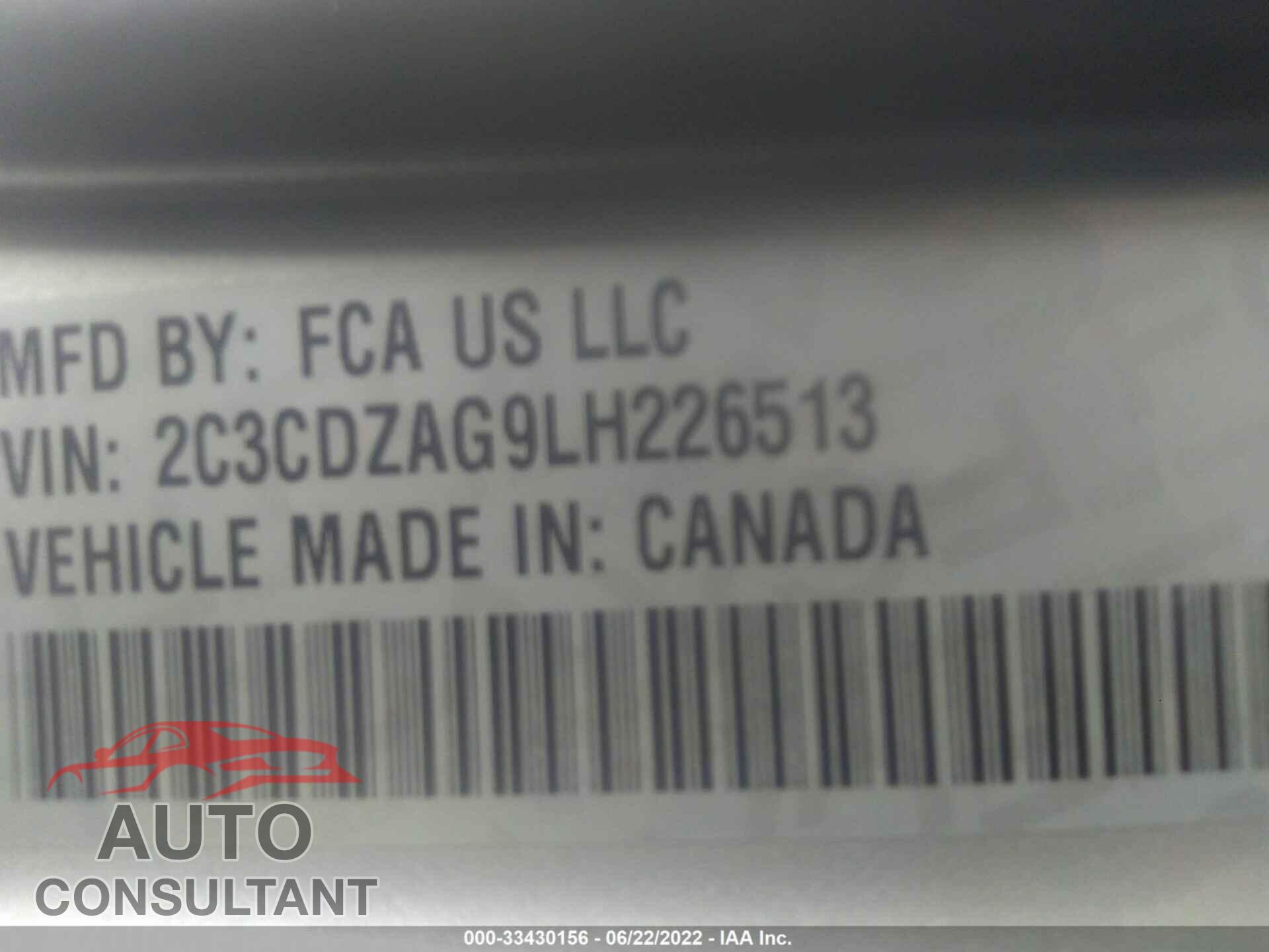 DODGE CHALLENGER 2020 - 2C3CDZAG9LH226513