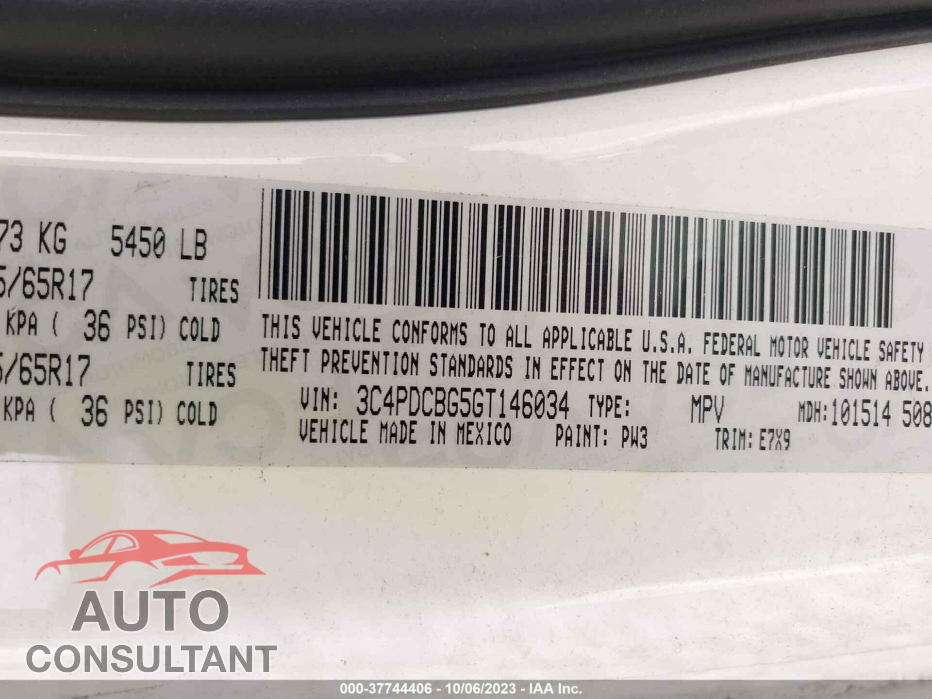 DODGE JOURNEY 2016 - 3C4PDCBG5GT146034