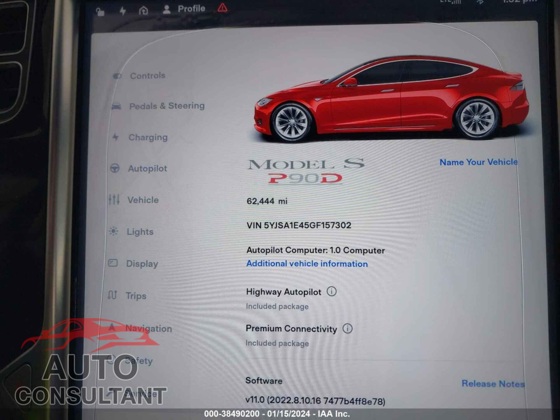 TESLA MODEL S 2016 - 5YJSA1E45GF157302