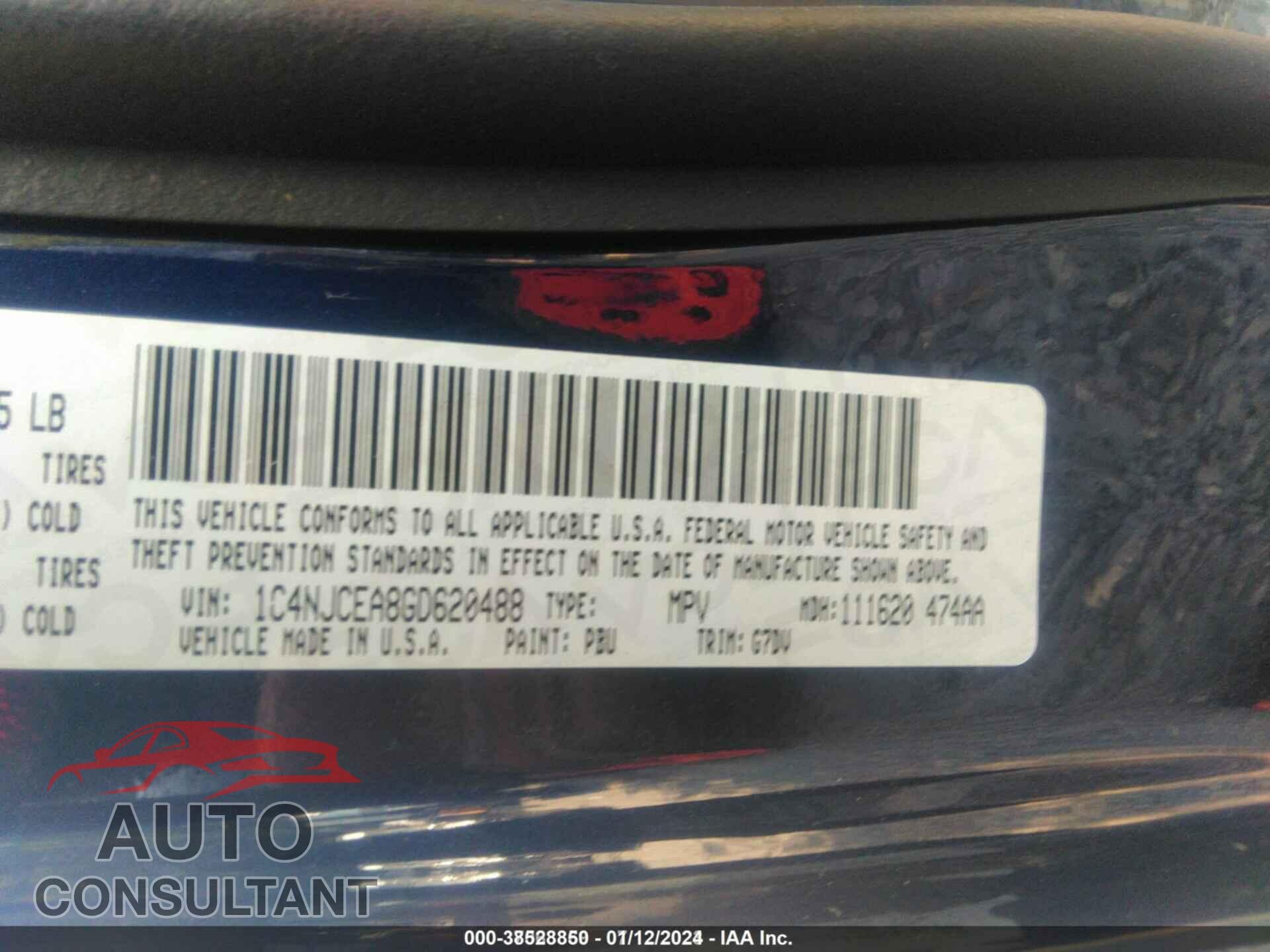 JEEP COMPASS 2016 - 1C4NJCEA8GD620488