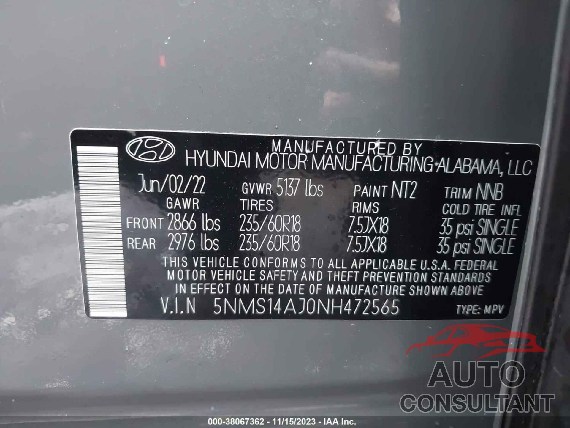 HYUNDAI SANTA FE 2022 - 5NMS14AJ0NH472565