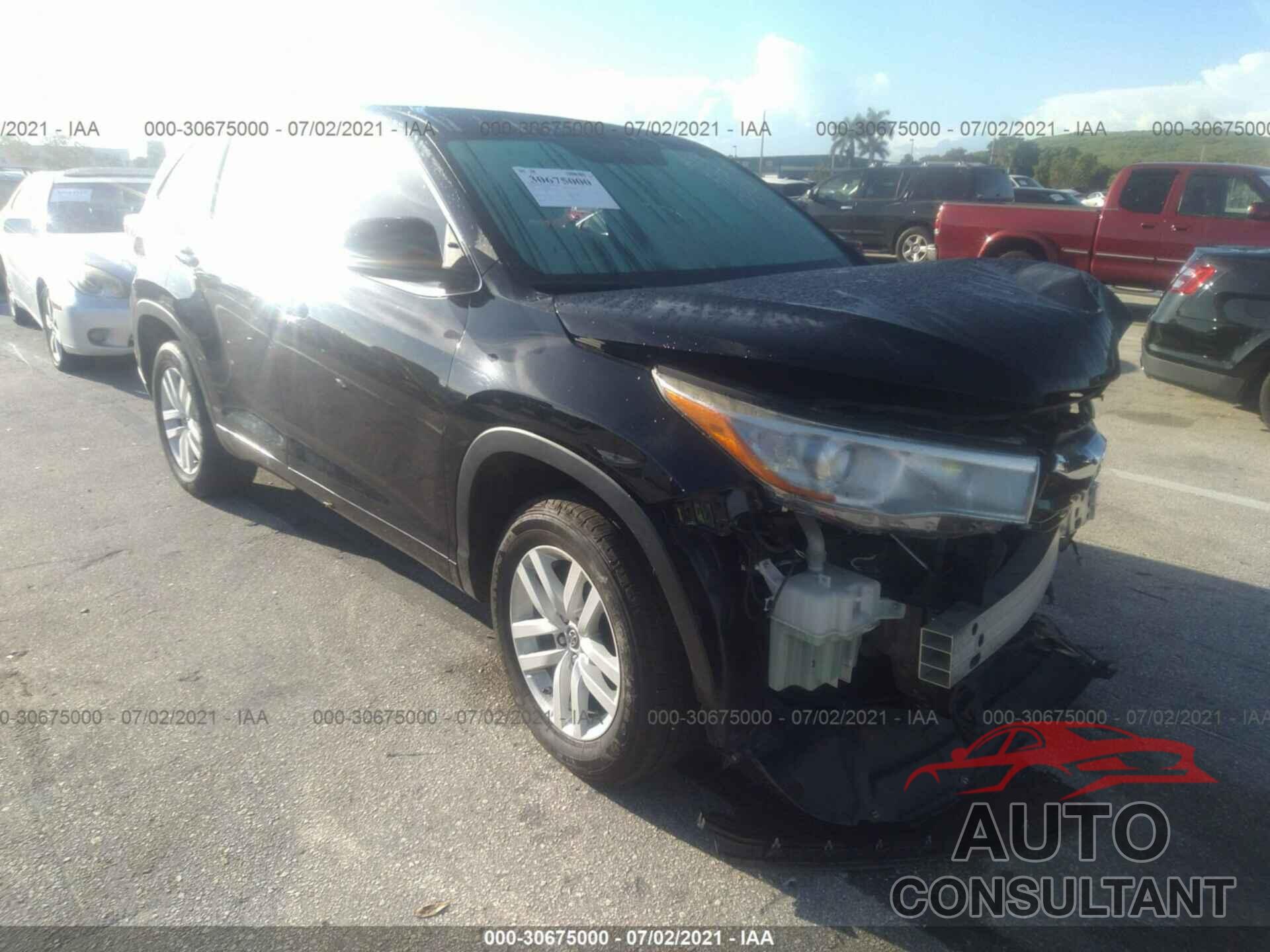 TOYOTA HIGHLANDER 2016 - 5TDZARFH5GS023108