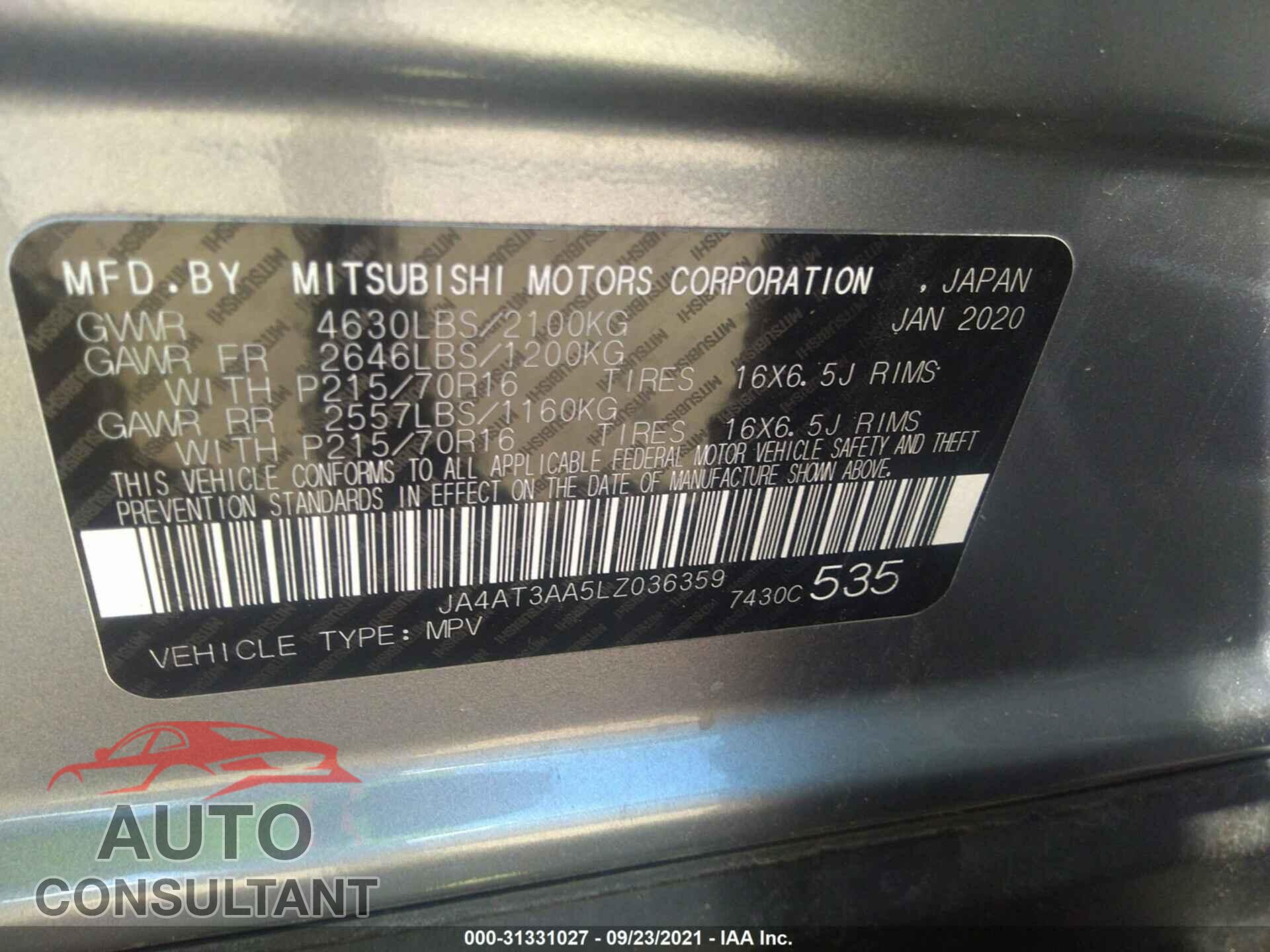 MITSUBISHI ECLIPSE CROSS 2020 - JA4AT3AA5LZ036359