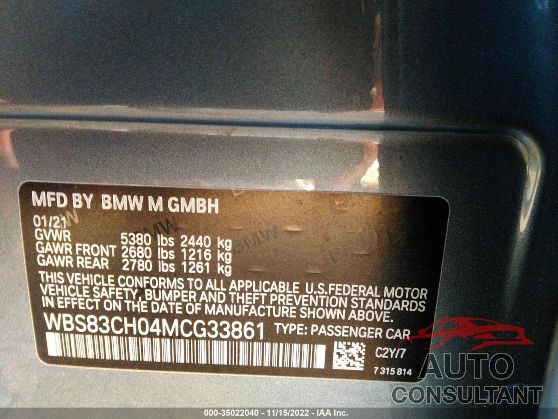BMW M5 2021 - WBS83CH04MCG33861