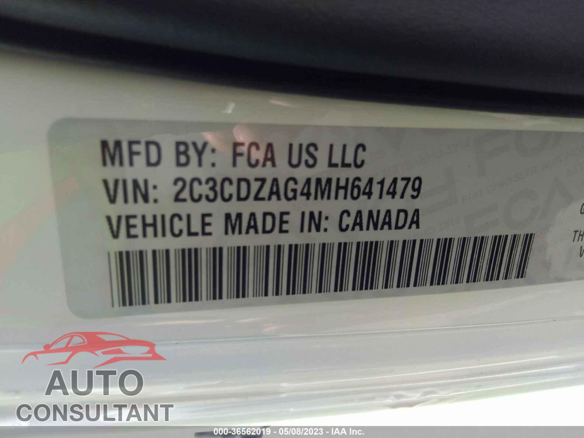 DODGE CHALLENGER 2021 - 2C3CDZAG4MH641479