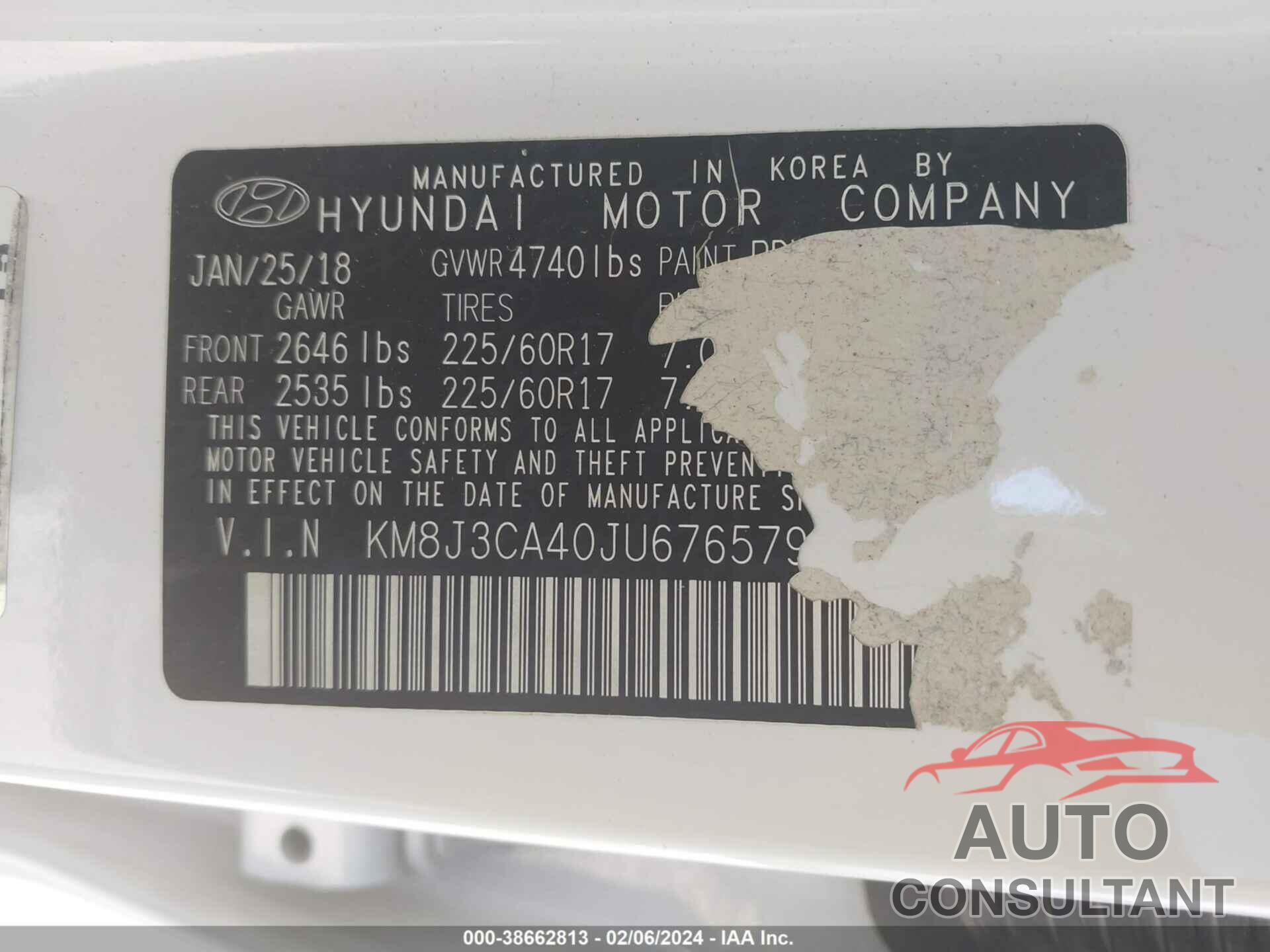 HYUNDAI TUCSON 2018 - KM8J3CA40JU676579