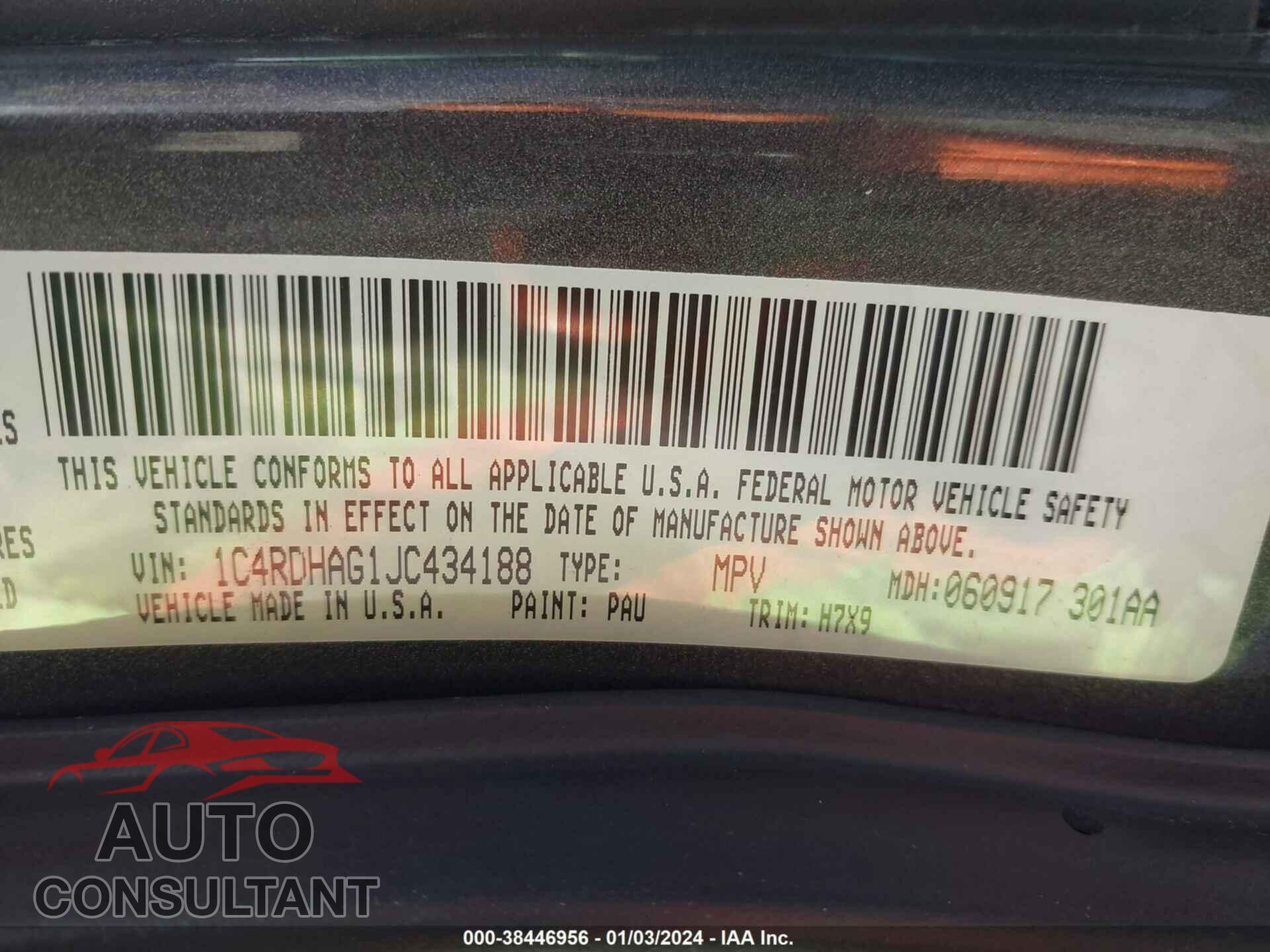 DODGE DURANGO 2018 - 1C4RDHAG1JC434188