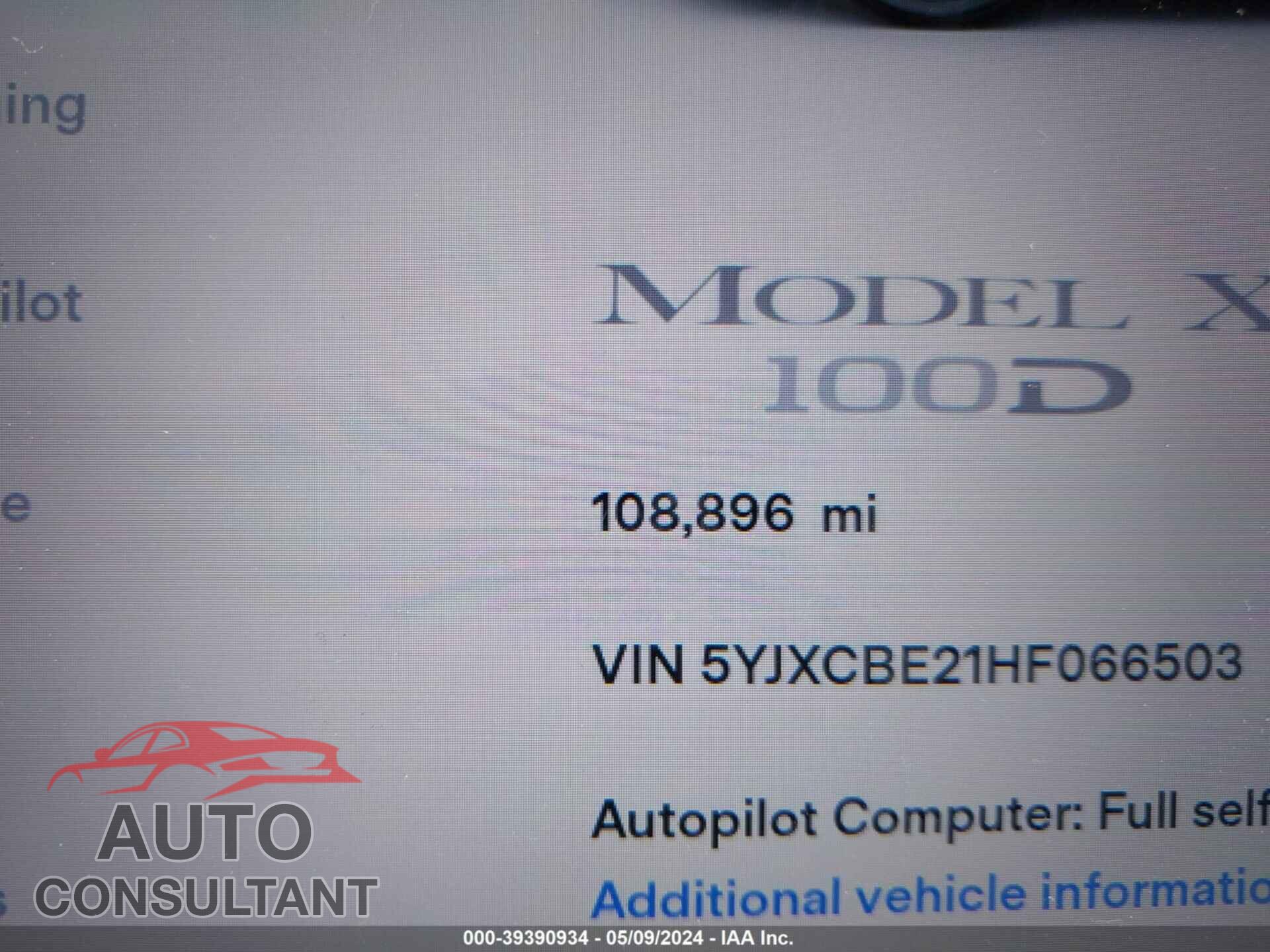 TESLA MODEL X 2017 - 5YJXCBE21HF066503