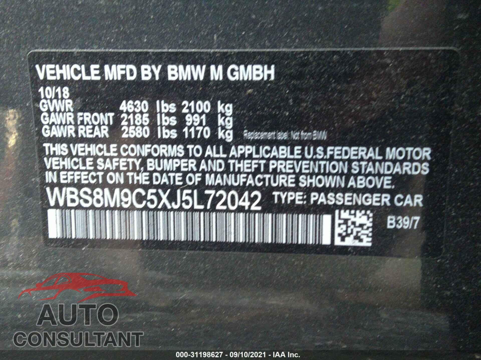 BMW M3 2018 - WBS8M9C5XJ5L72042