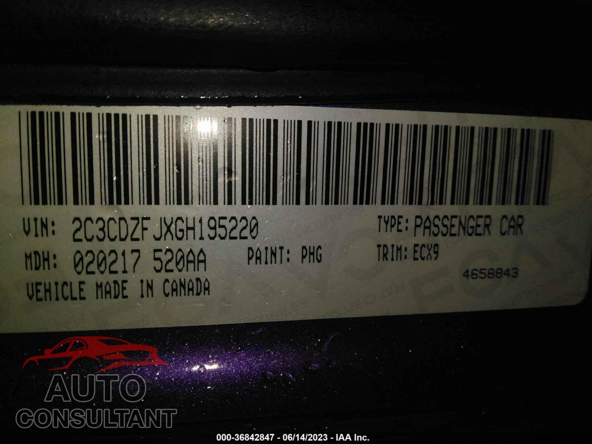 DODGE CHALLENGER 2016 - 2C3CDZFJXGH195220