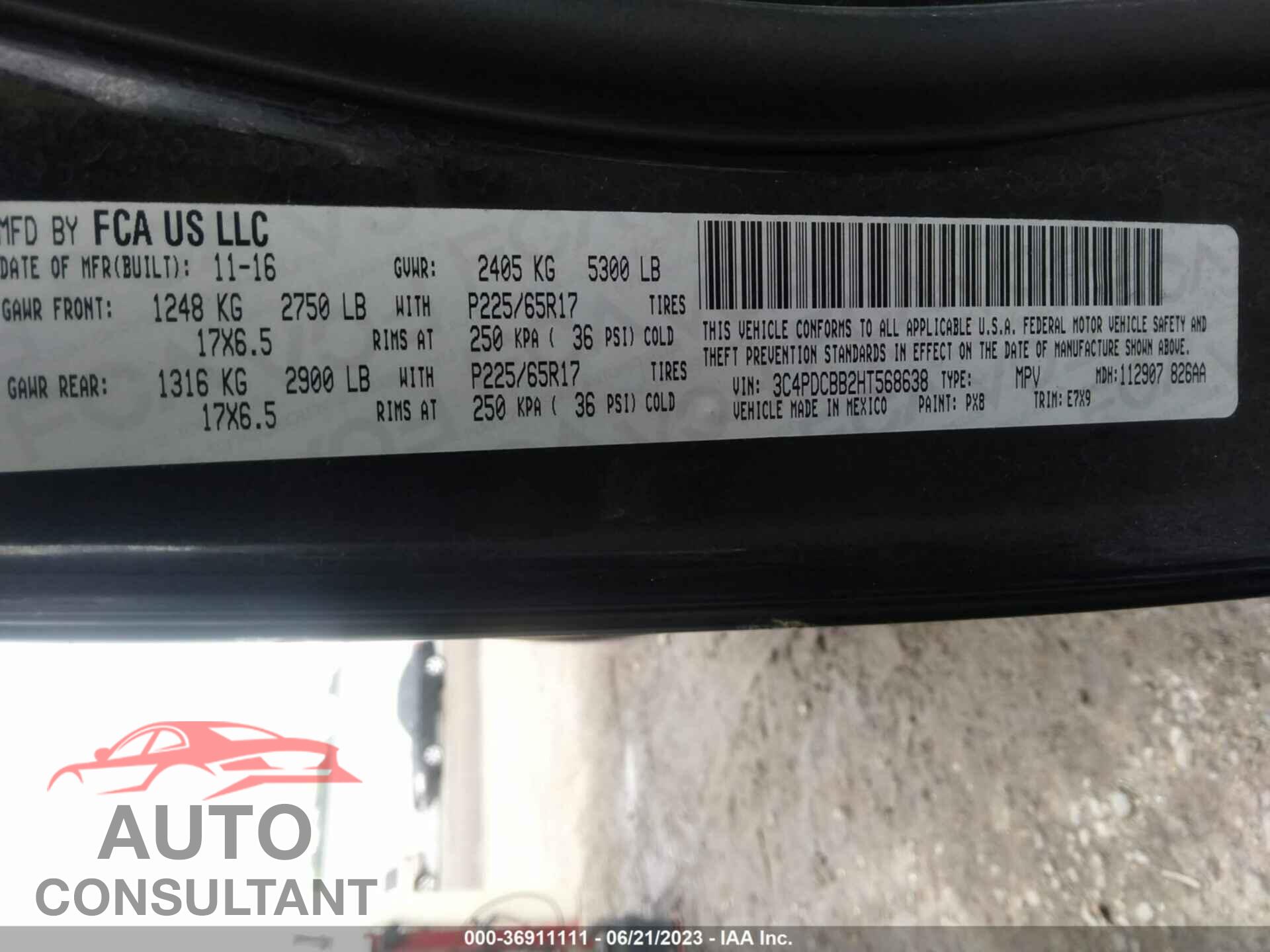 DODGE JOURNEY 2017 - 3C4PDCBB2HT568638