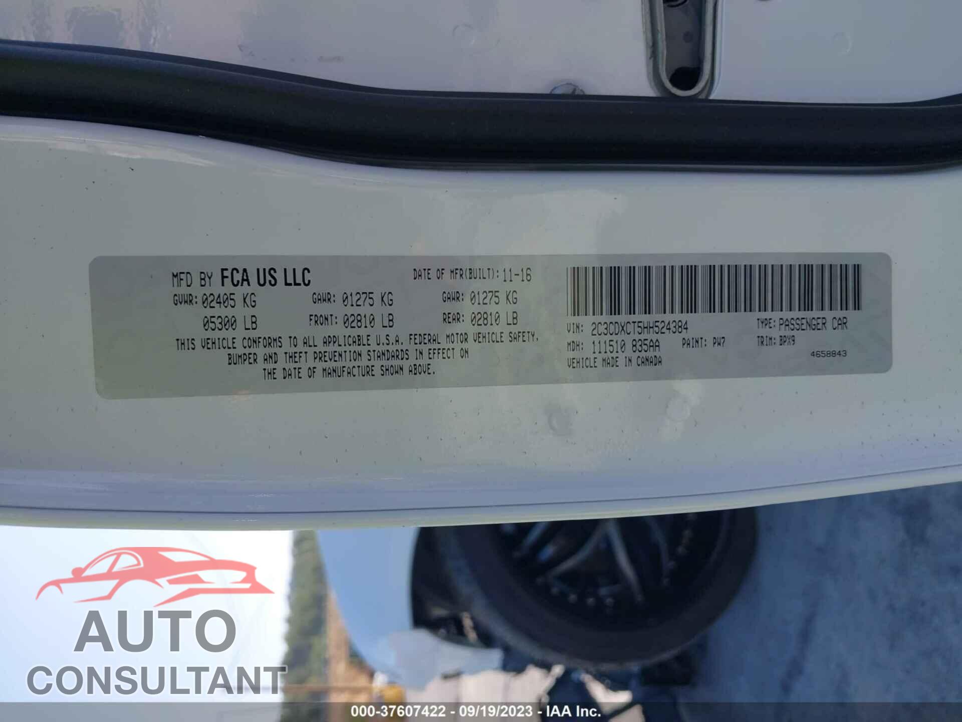 DODGE CHARGER 2017 - 2C3CDXCT5HH524384
