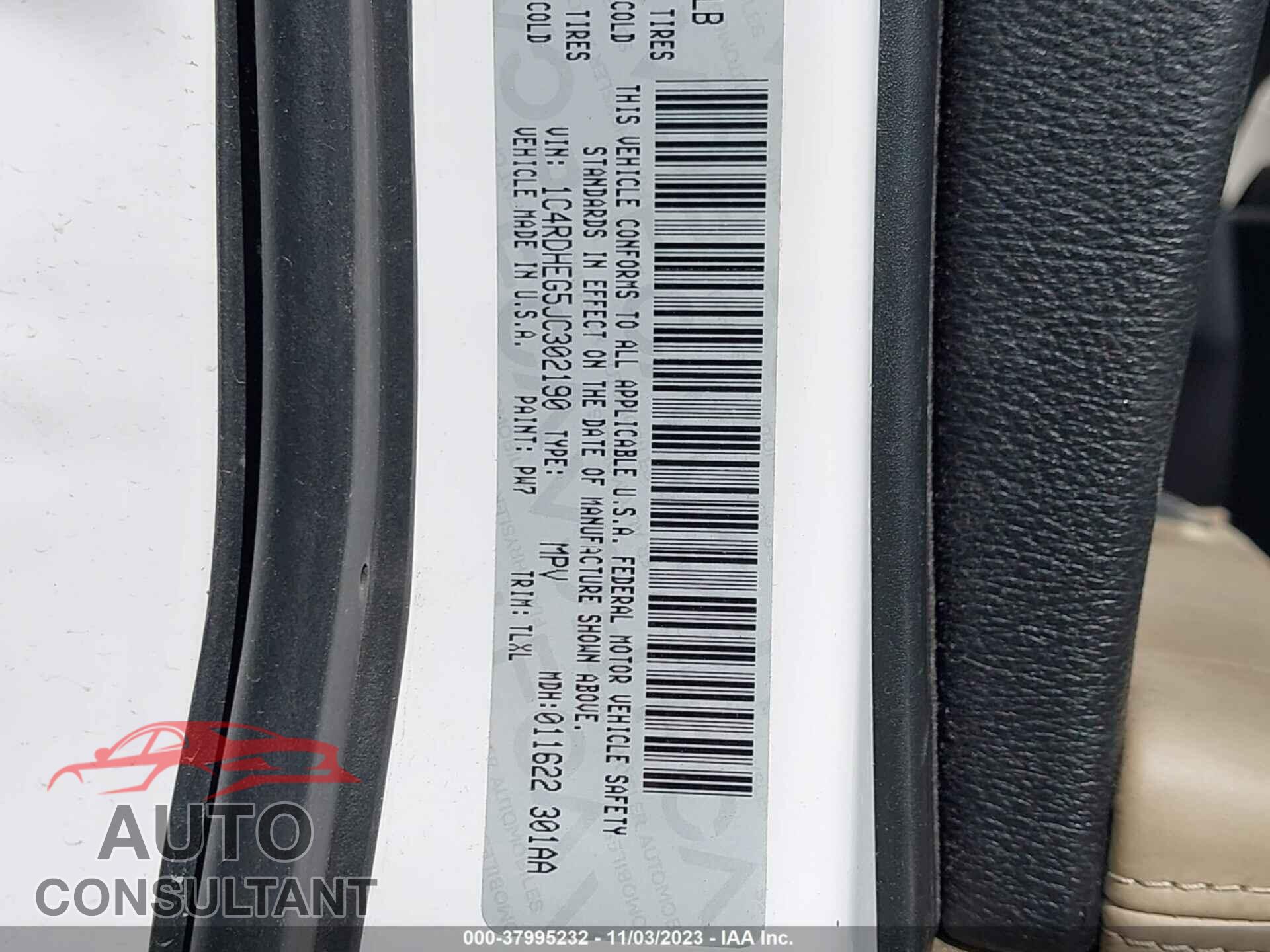 DODGE DURANGO 2018 - 1C4RDHEG5JC302190