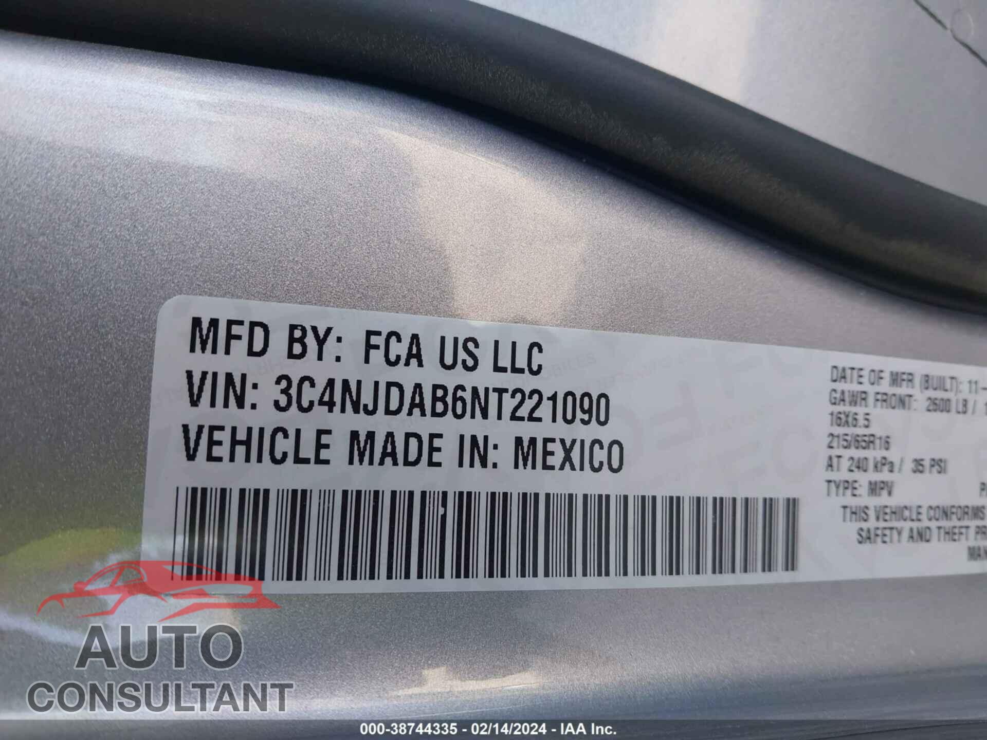 JEEP COMPASS 2022 - 3C4NJDAB6NT221090