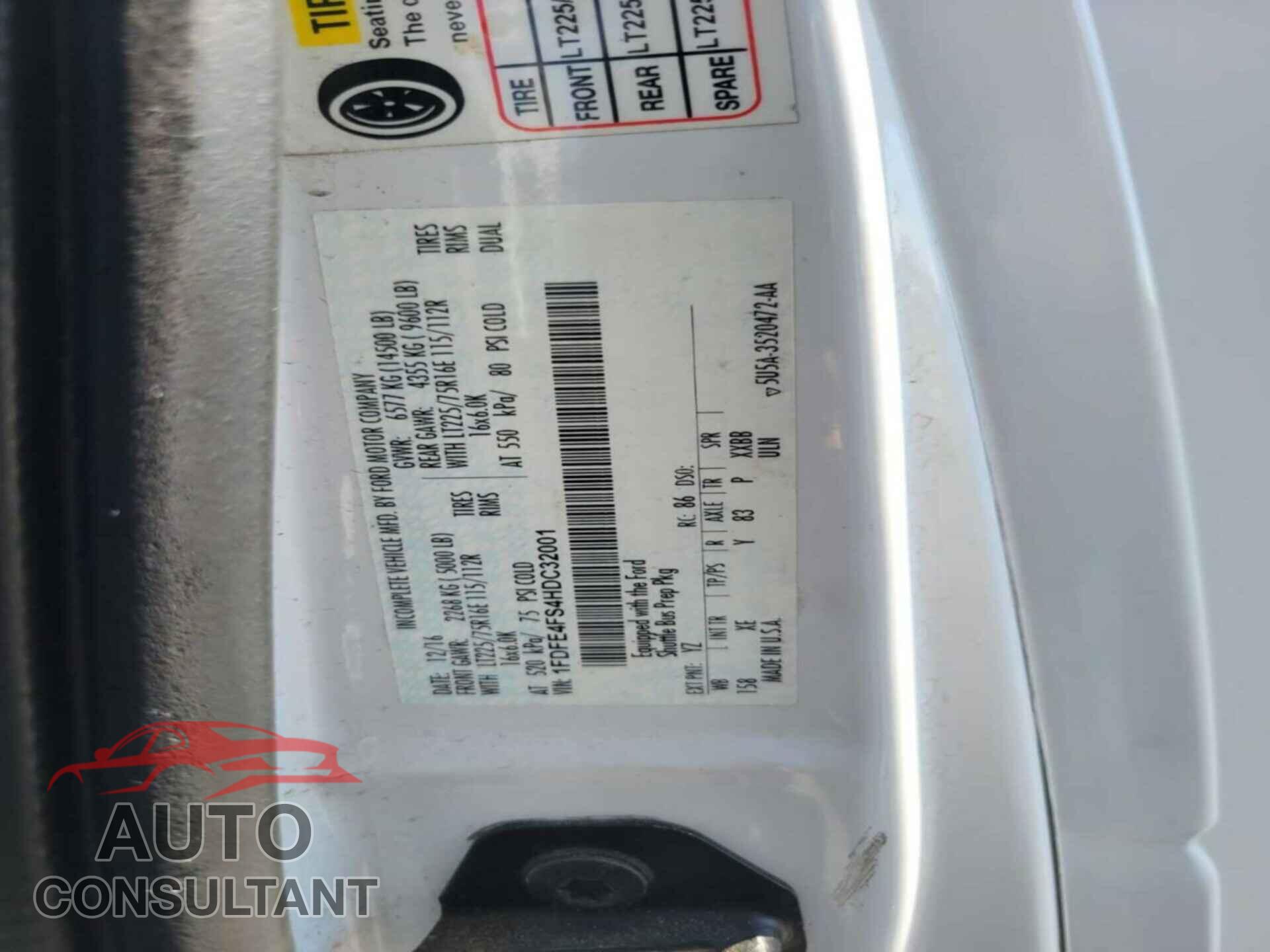 FORD E-450 CUTAWAY 2017 - 1FDFE4FS4HDC32001