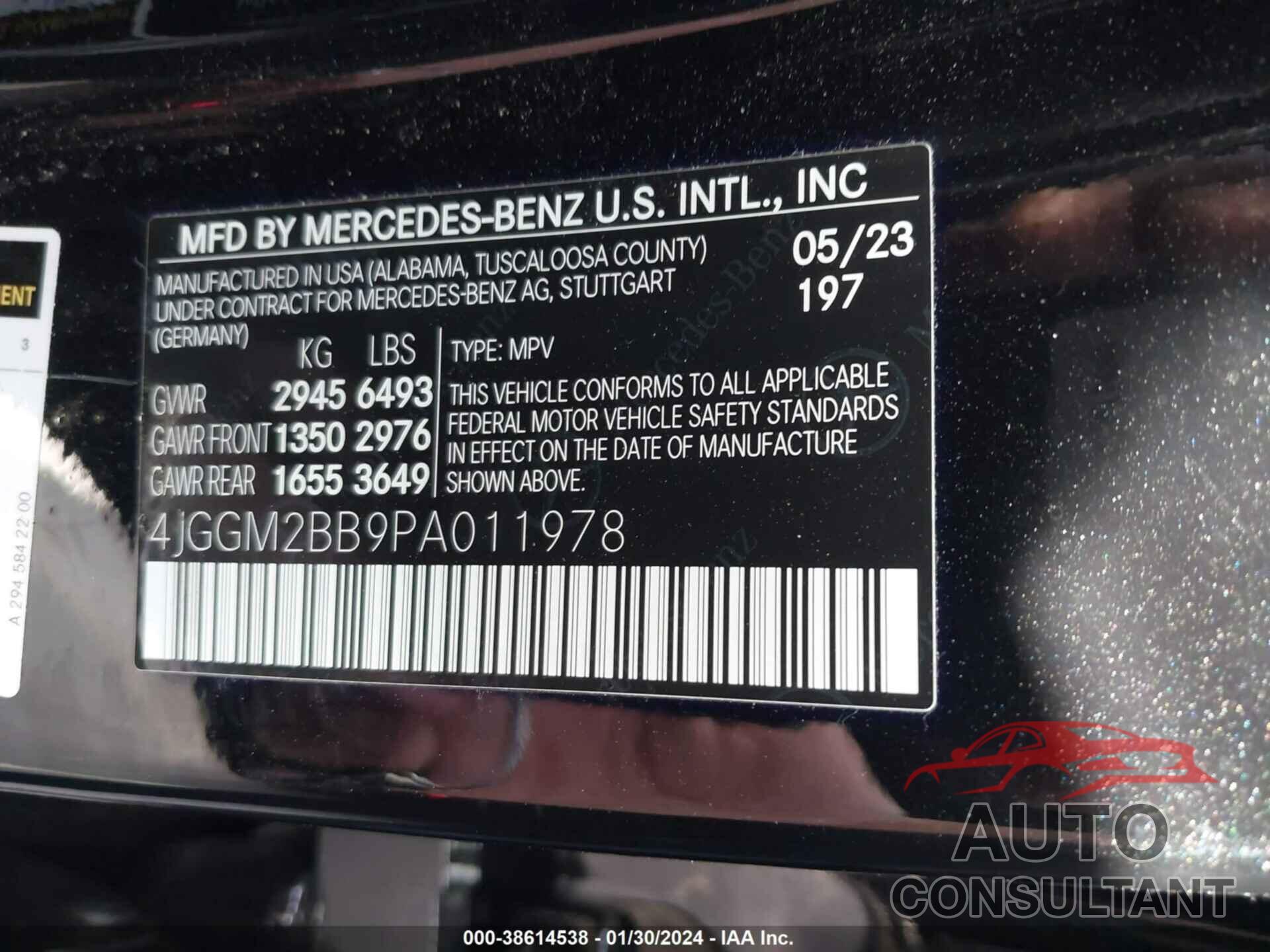 MERCEDES-BENZ EQE 350+ SUV 2023 - 4JGGM2BB9PA011978