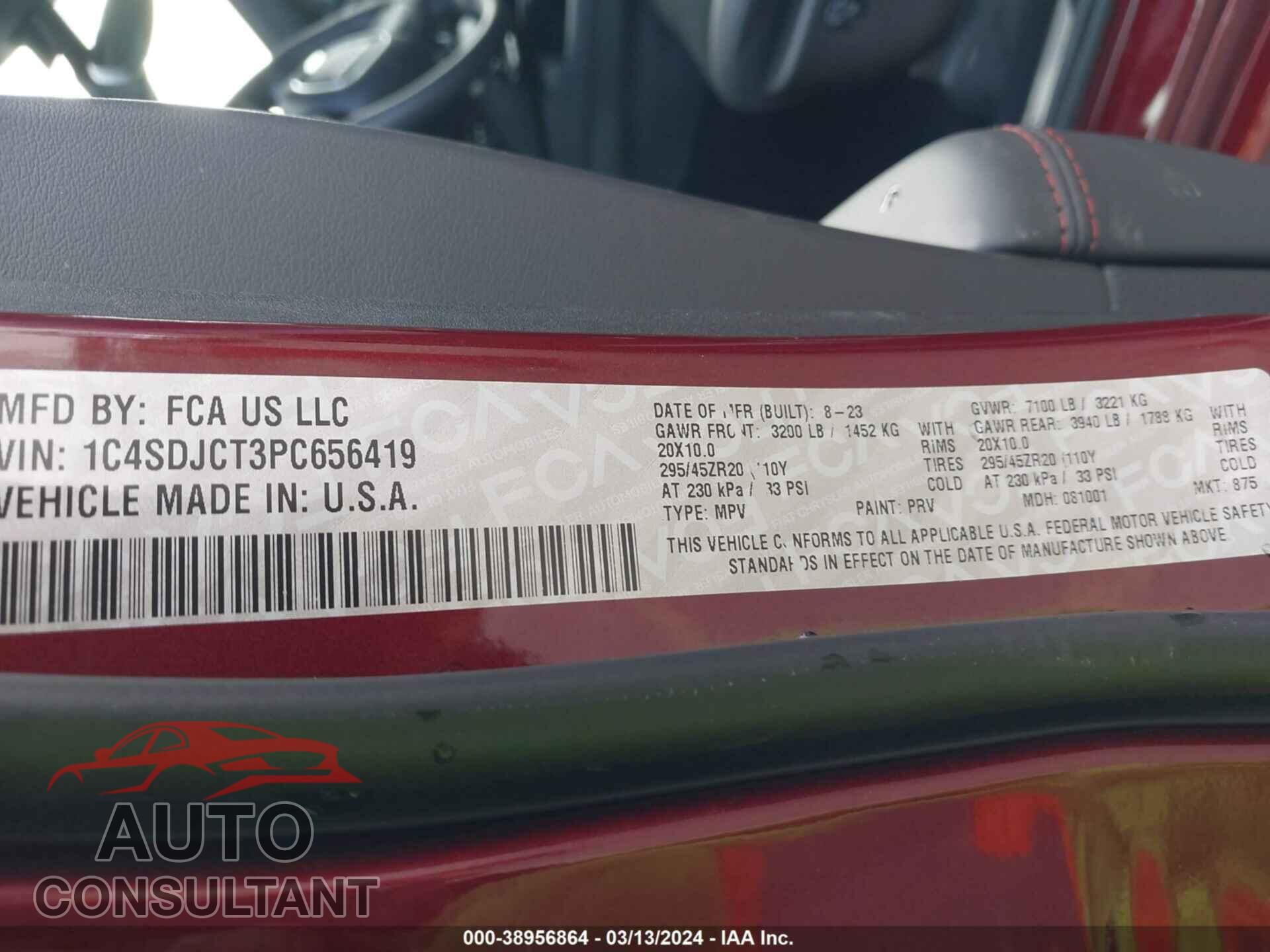 DODGE DURANGO 2023 - 1C4SDJCT3PC656419