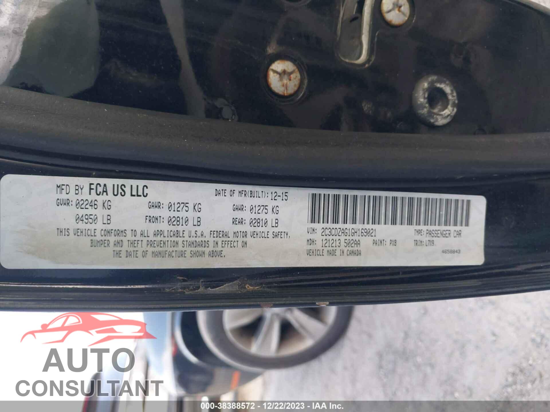 DODGE CHALLENGER 2016 - 2C3CDZAG1GH169021