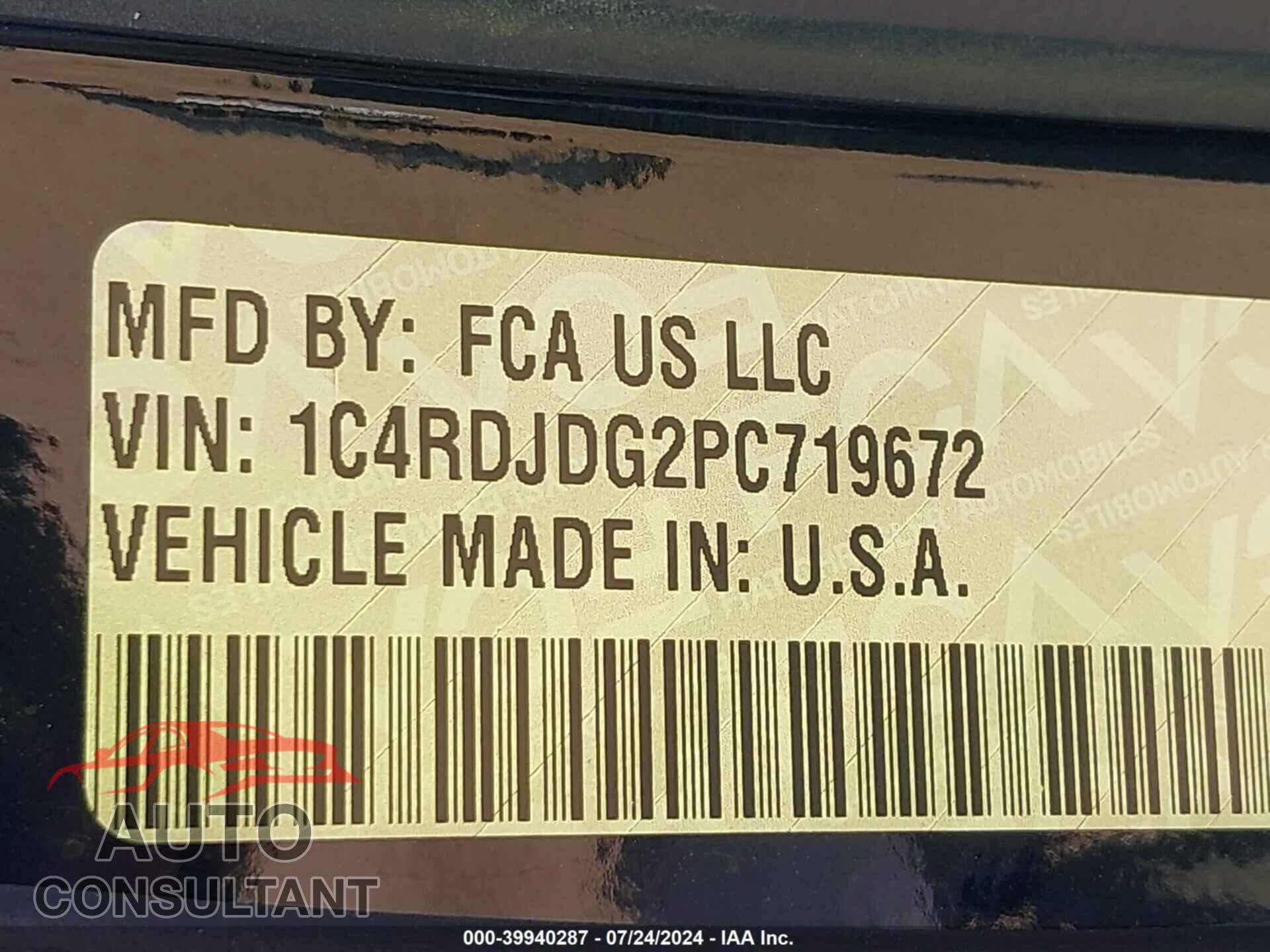 DODGE DURANGO 2023 - 1C4RDJDG2PC719672