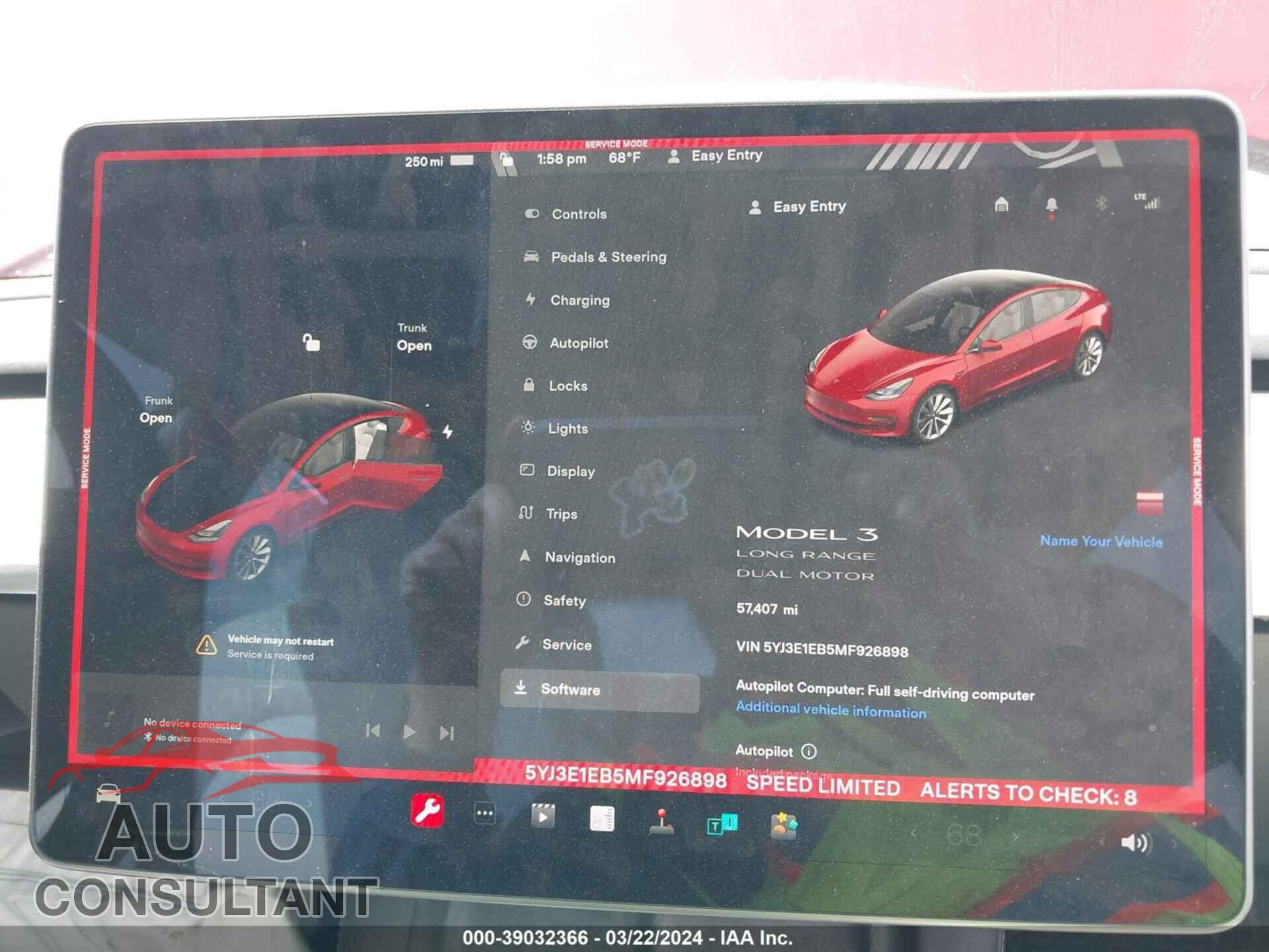 TESLA MODEL 3 2021 - 5YJ3E1EB5MF926898