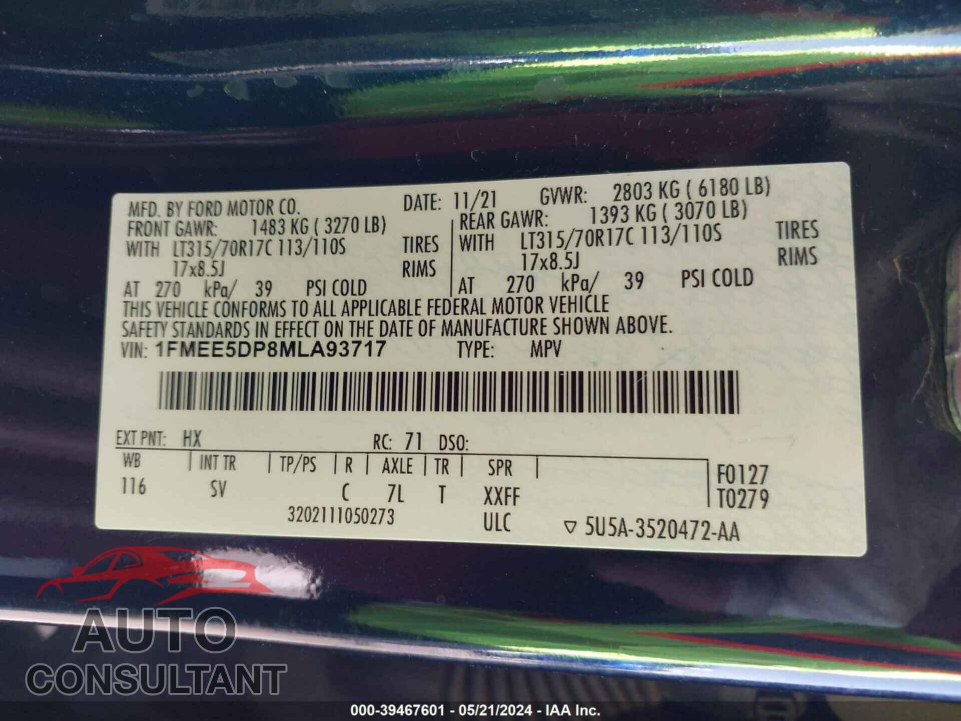 FORD BRONCO 2021 - 1FMEE5DP8MLA93717