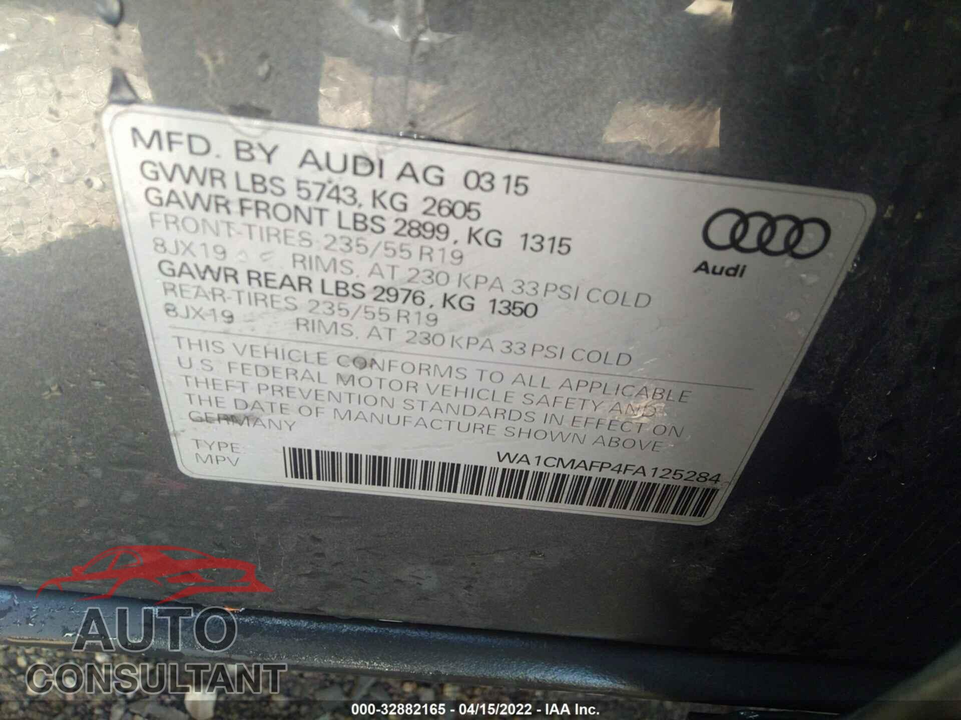 AUDI Q5 2015 - WA1CMAFP4FA125284
