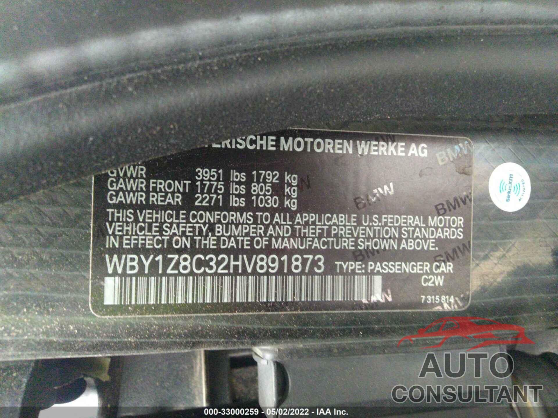 BMW I3 2017 - WBY1Z8C32HV891873