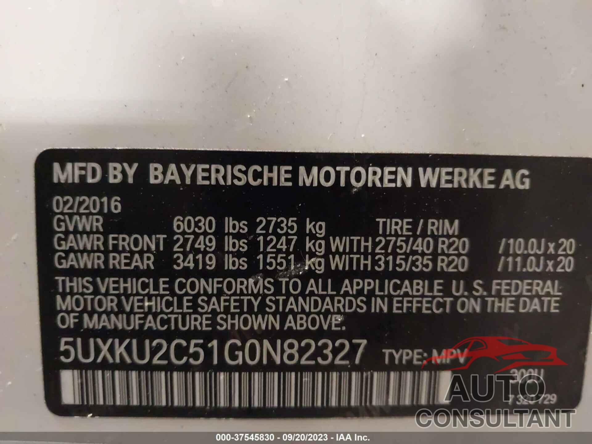 BMW X6 2016 - 5UXKU2C51G0N82327