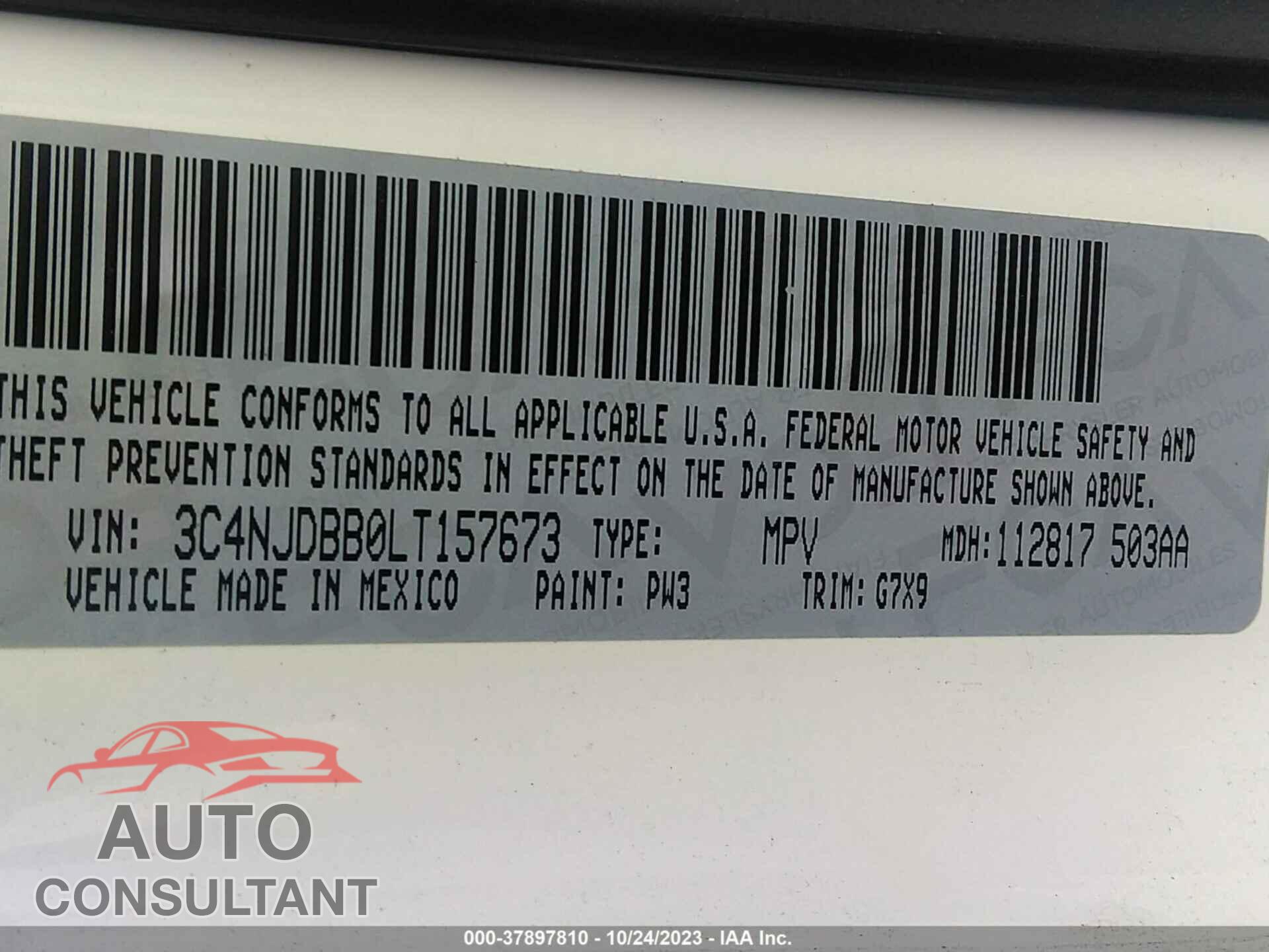 JEEP COMPASS 2020 - 3C4NJDBB0LT157673