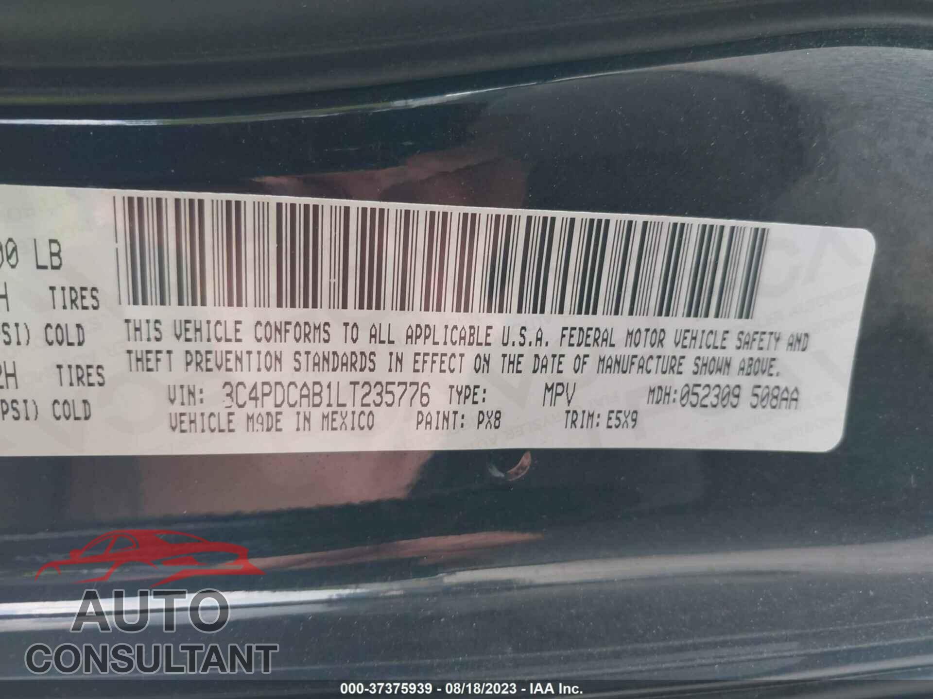 DODGE JOURNEY 2020 - 3C4PDCAB1LT235776