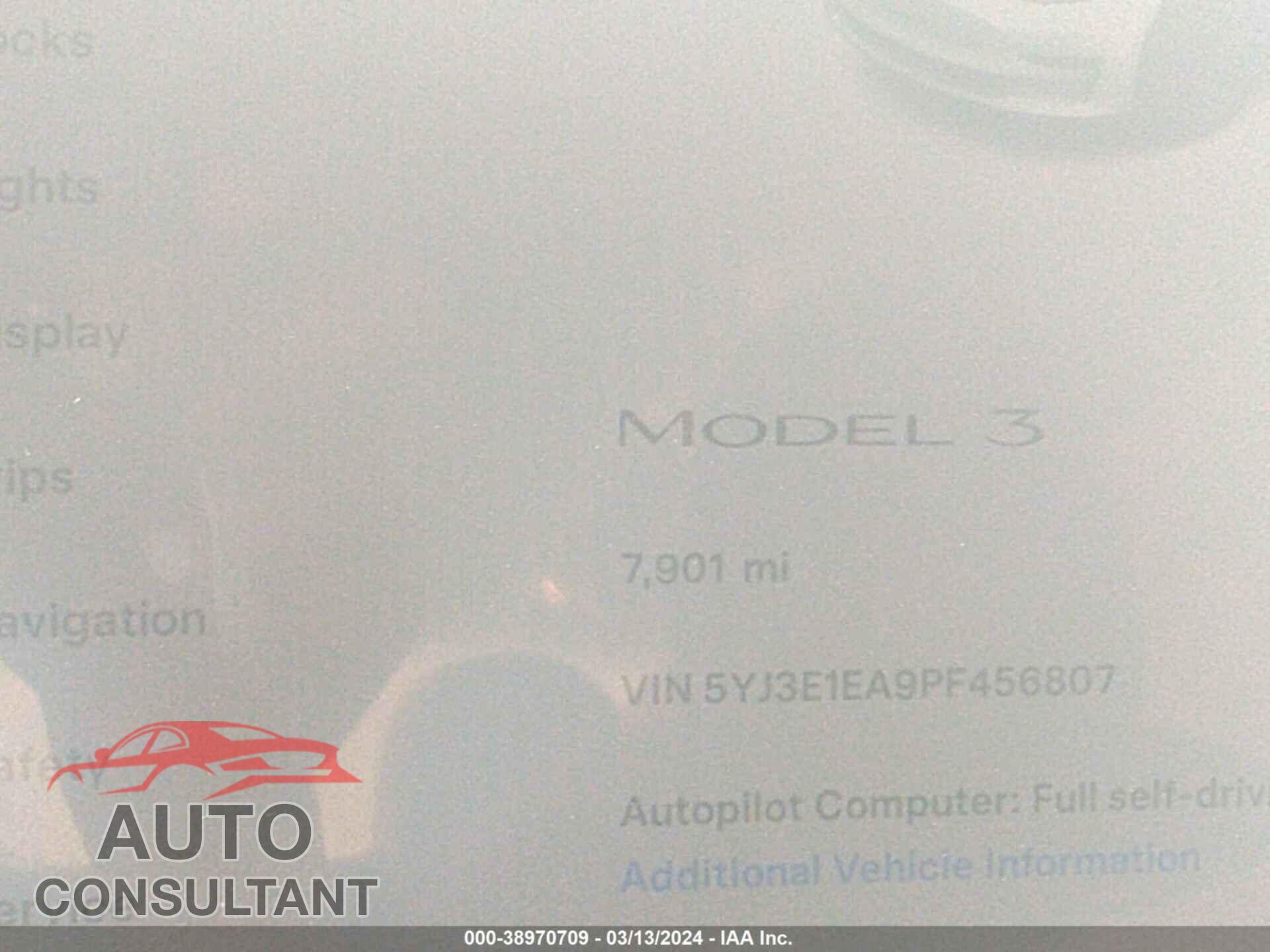 TESLA MODEL 3 2023 - 5YJ3E1EA9PF456807