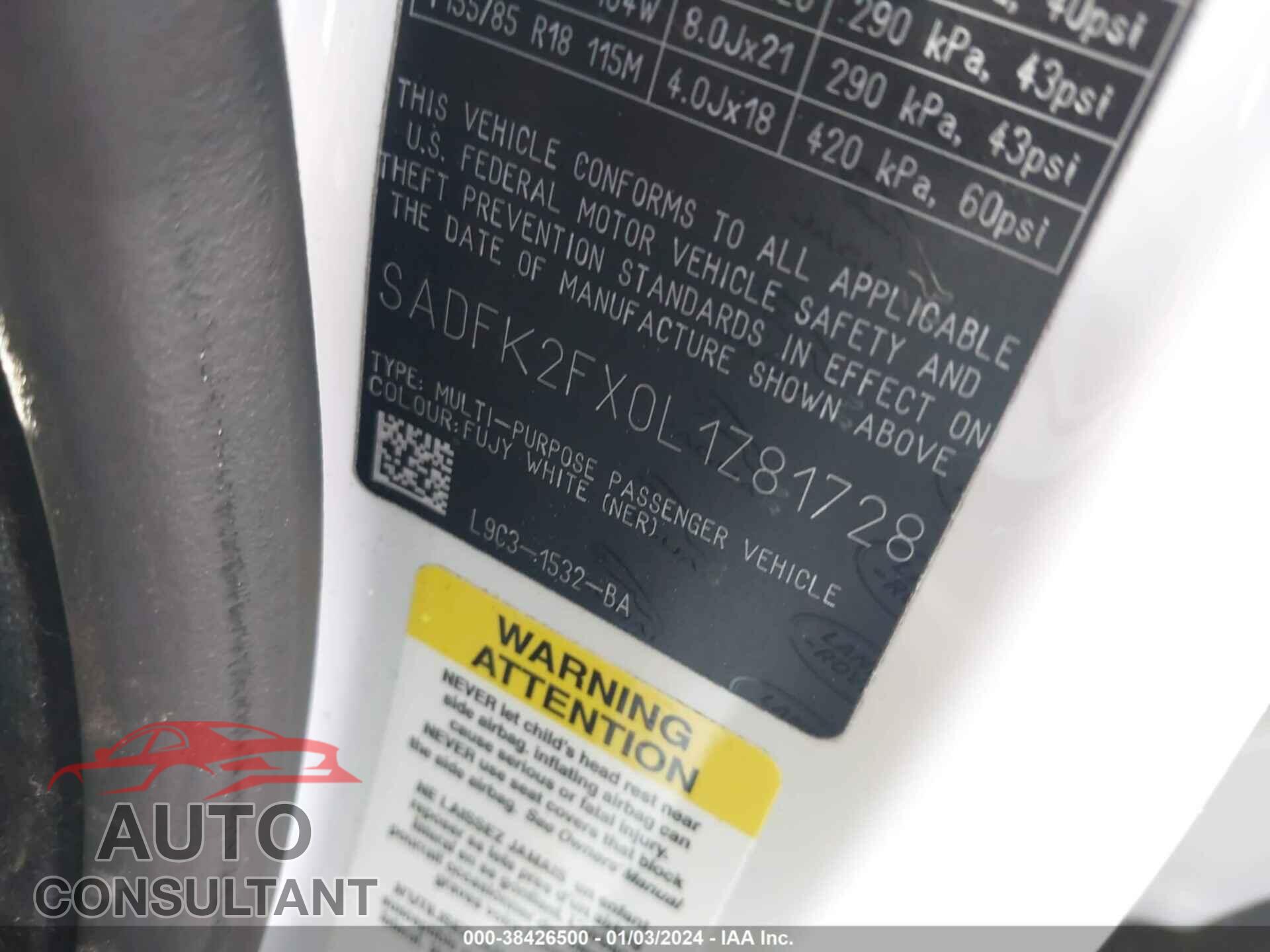 JAGUAR E-PACE 2020 - SADFK2FX0L1Z81728