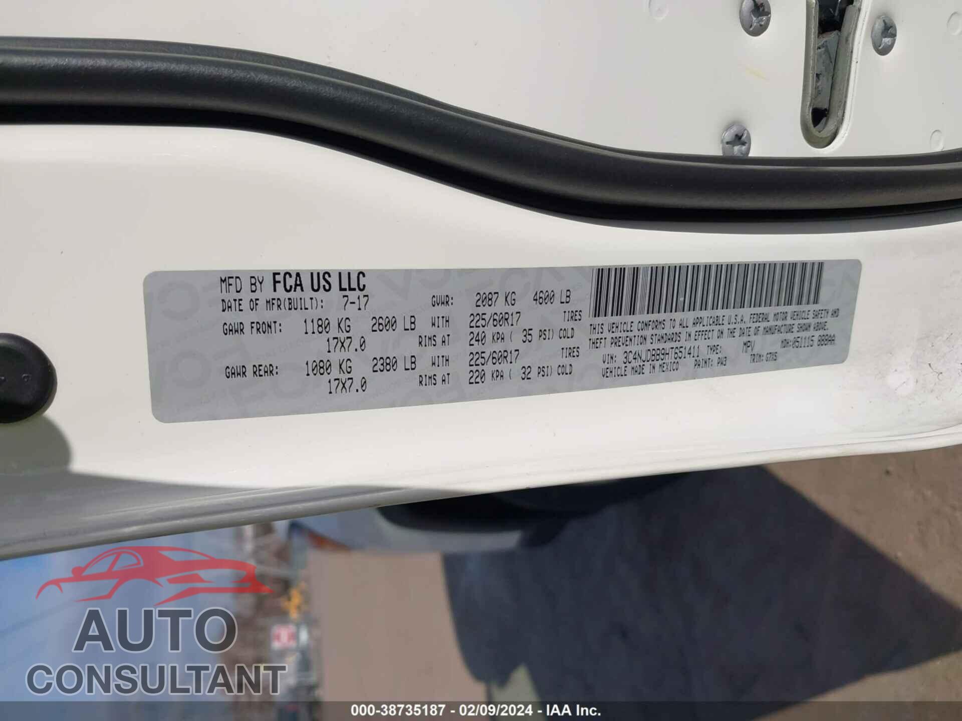 JEEP NEW COMPASS 2017 - 3C4NJDBB9HT651411
