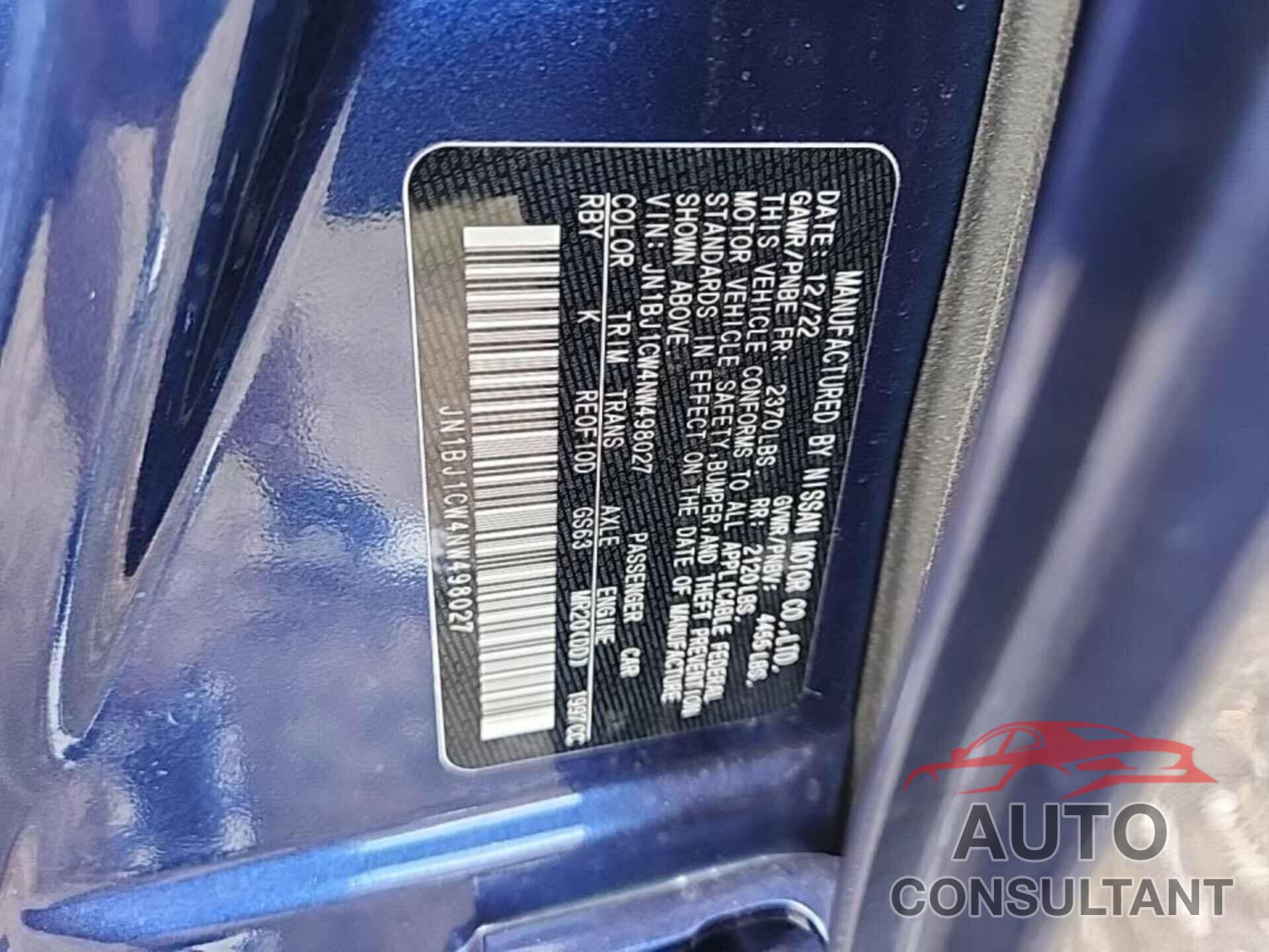 NISSAN ROGUE SPORT 2022 - JN1BJ1CW4NW498027