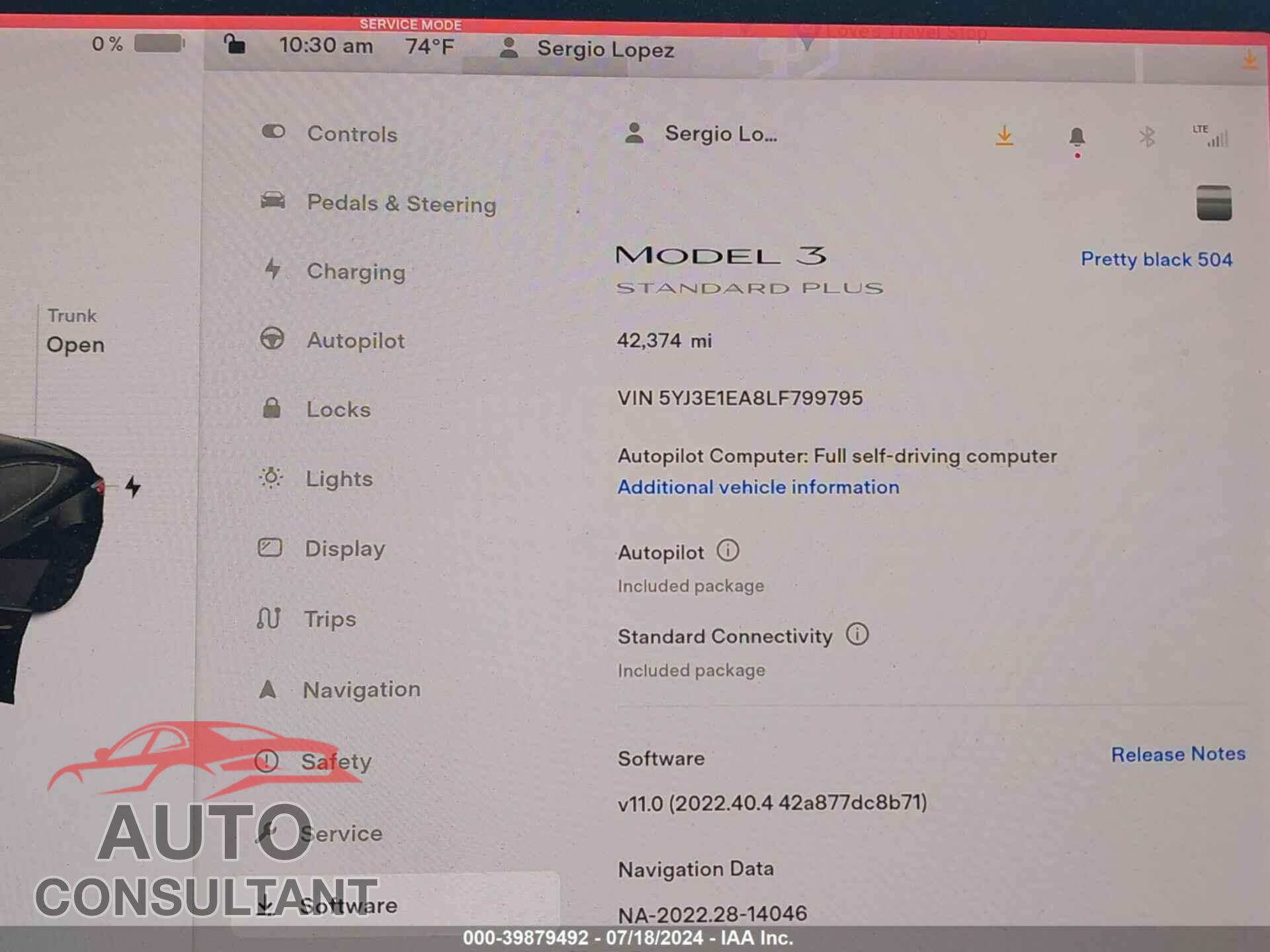 TESLA MODEL 3 2020 - 5YJ3E1EA8LF799795