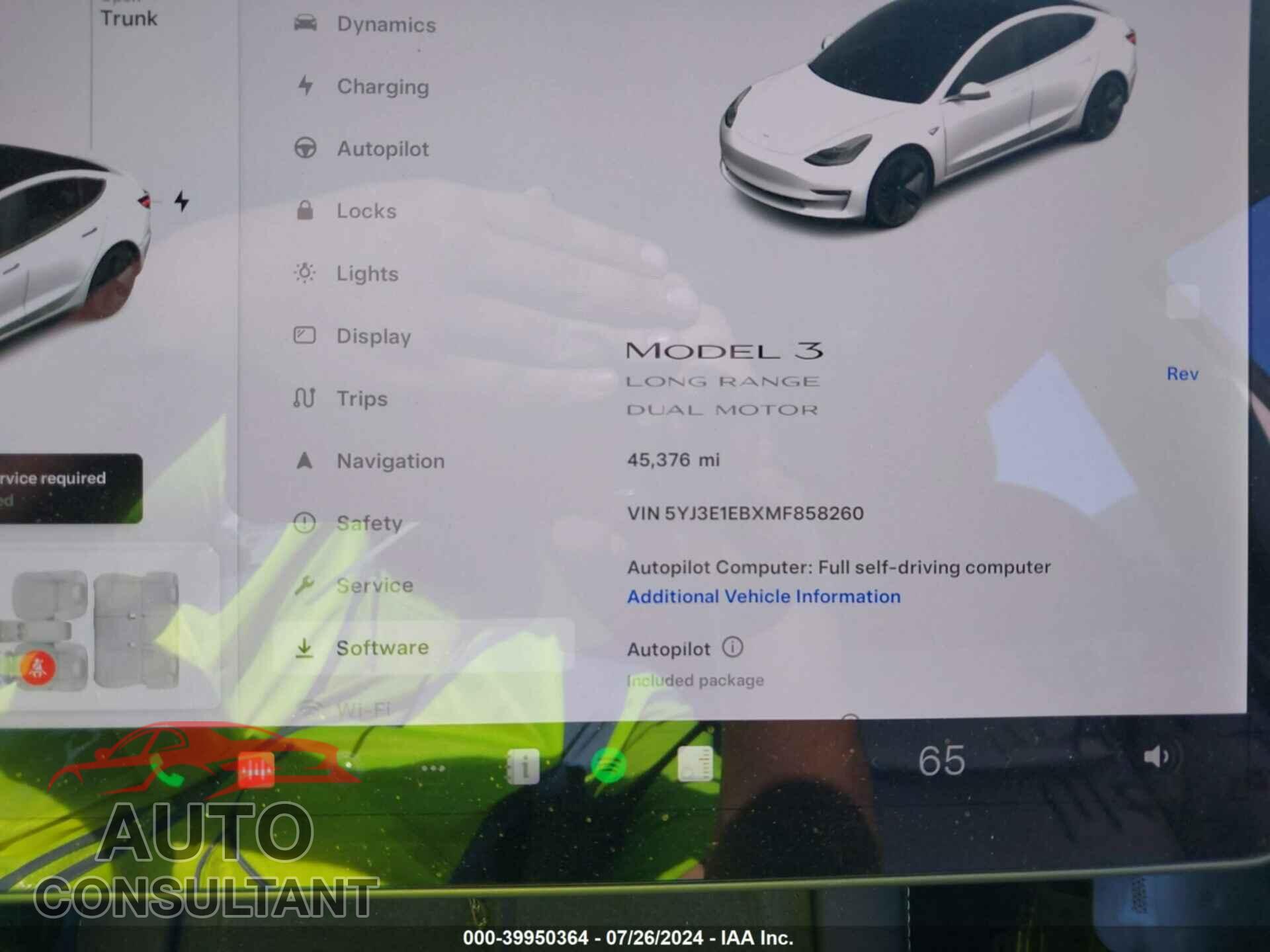 TESLA MODEL 3 2021 - 5YJ3E1EBXMF858260