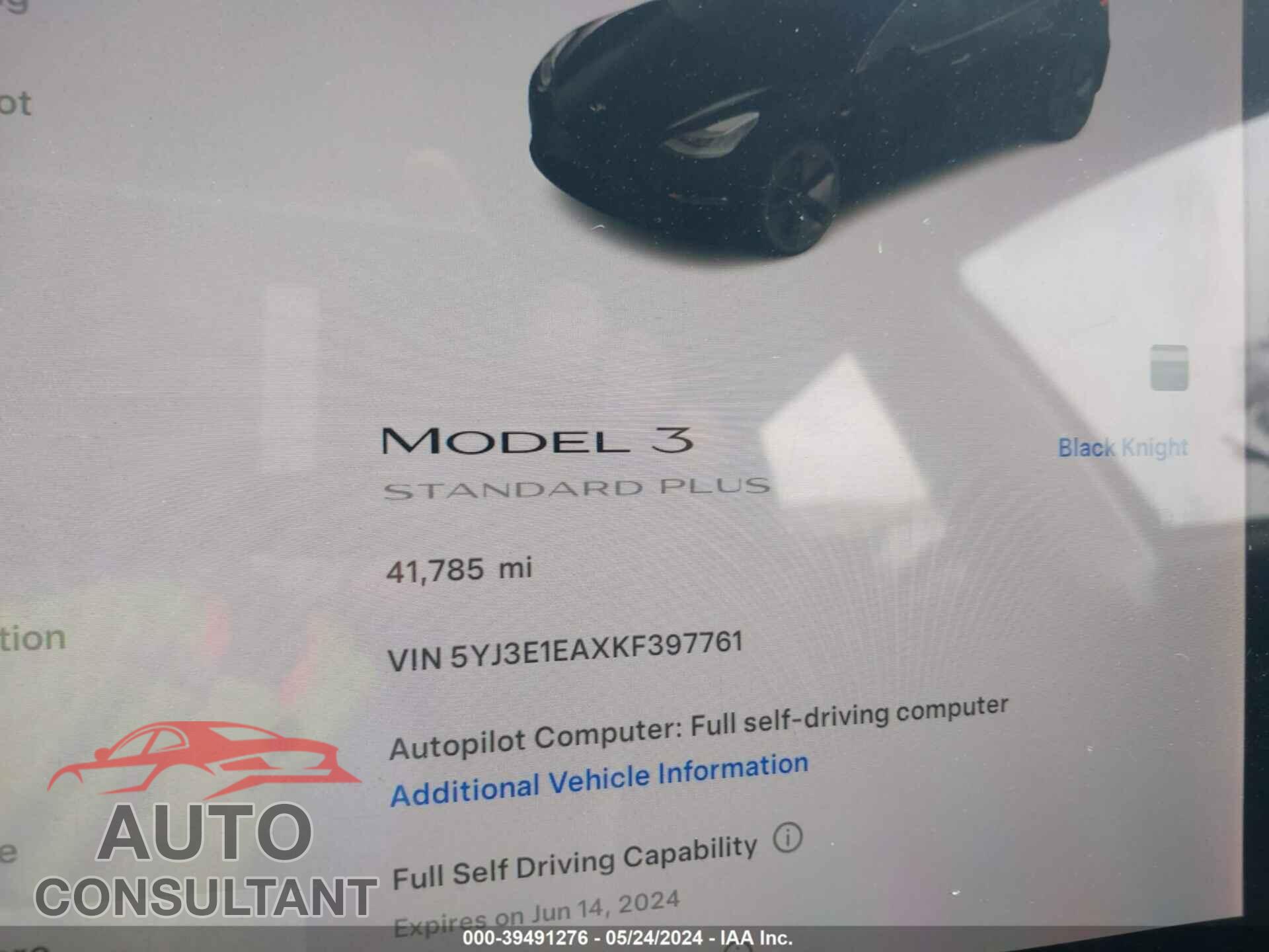 TESLA MODEL 3 2019 - 5YJ3E1EAXKF397761