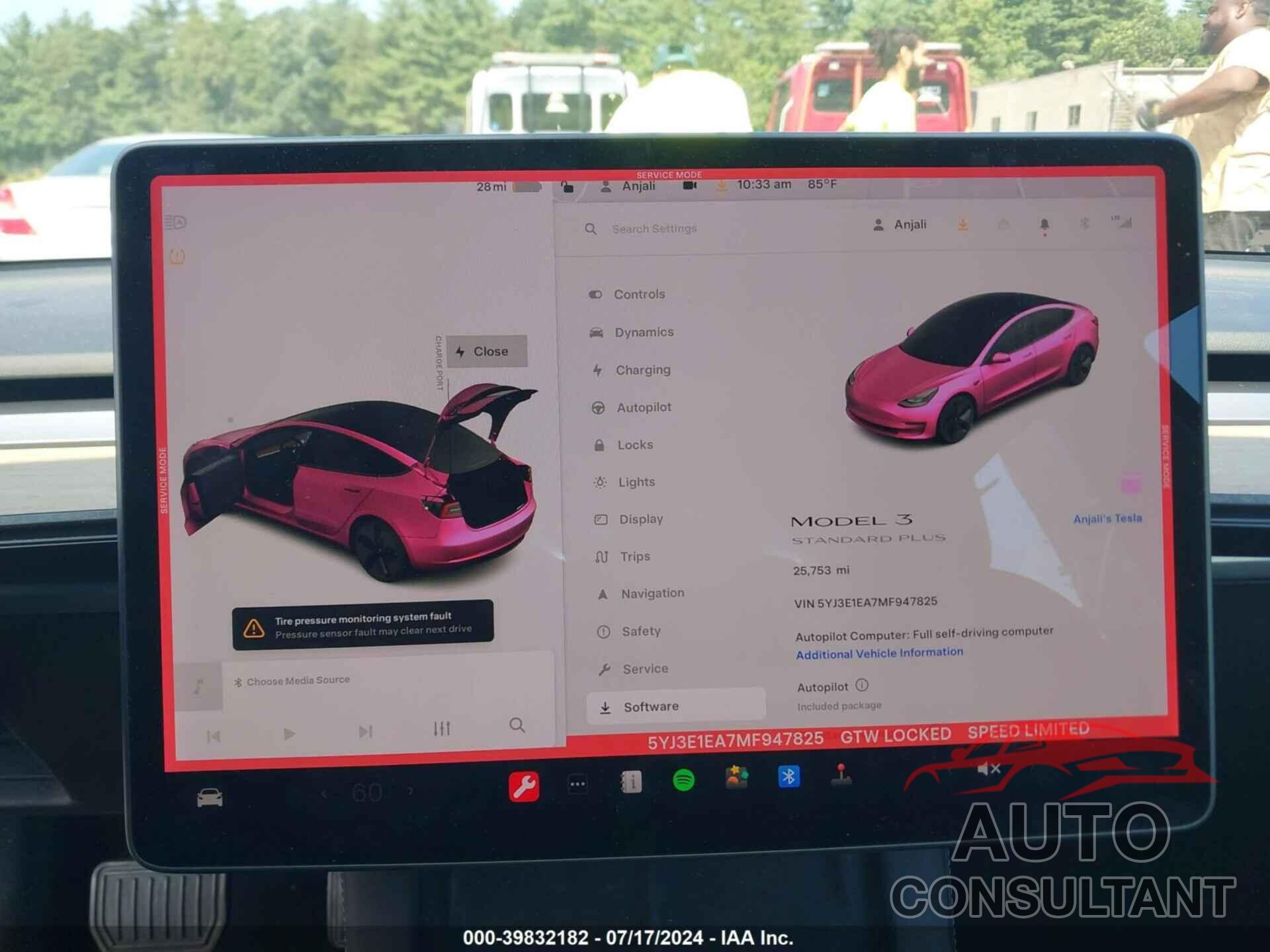 TESLA MODEL 3 2021 - 5YJ3E1EA7MF947825