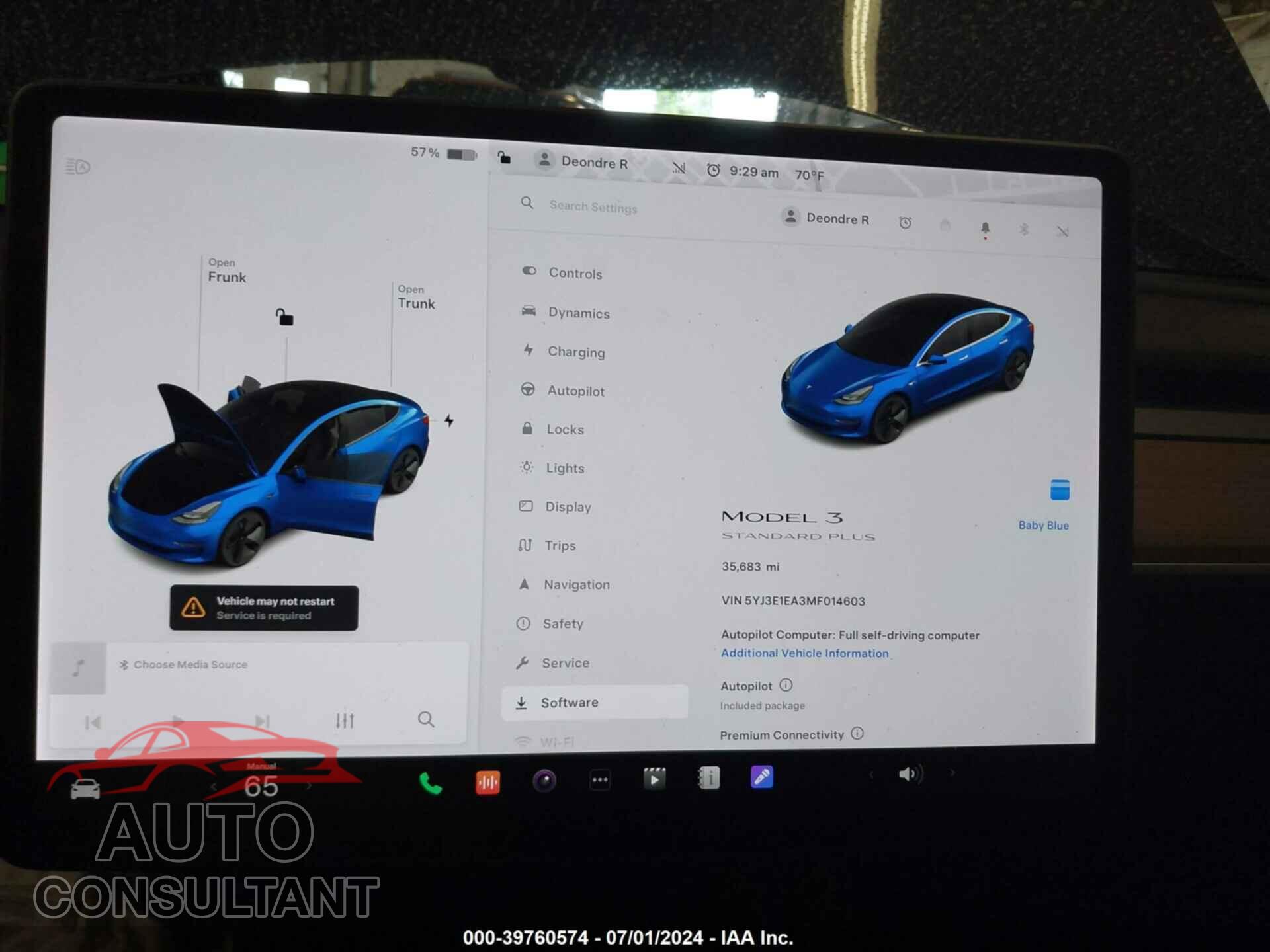 TESLA MODEL 3 2021 - 5YJ3E1EA3MF014603