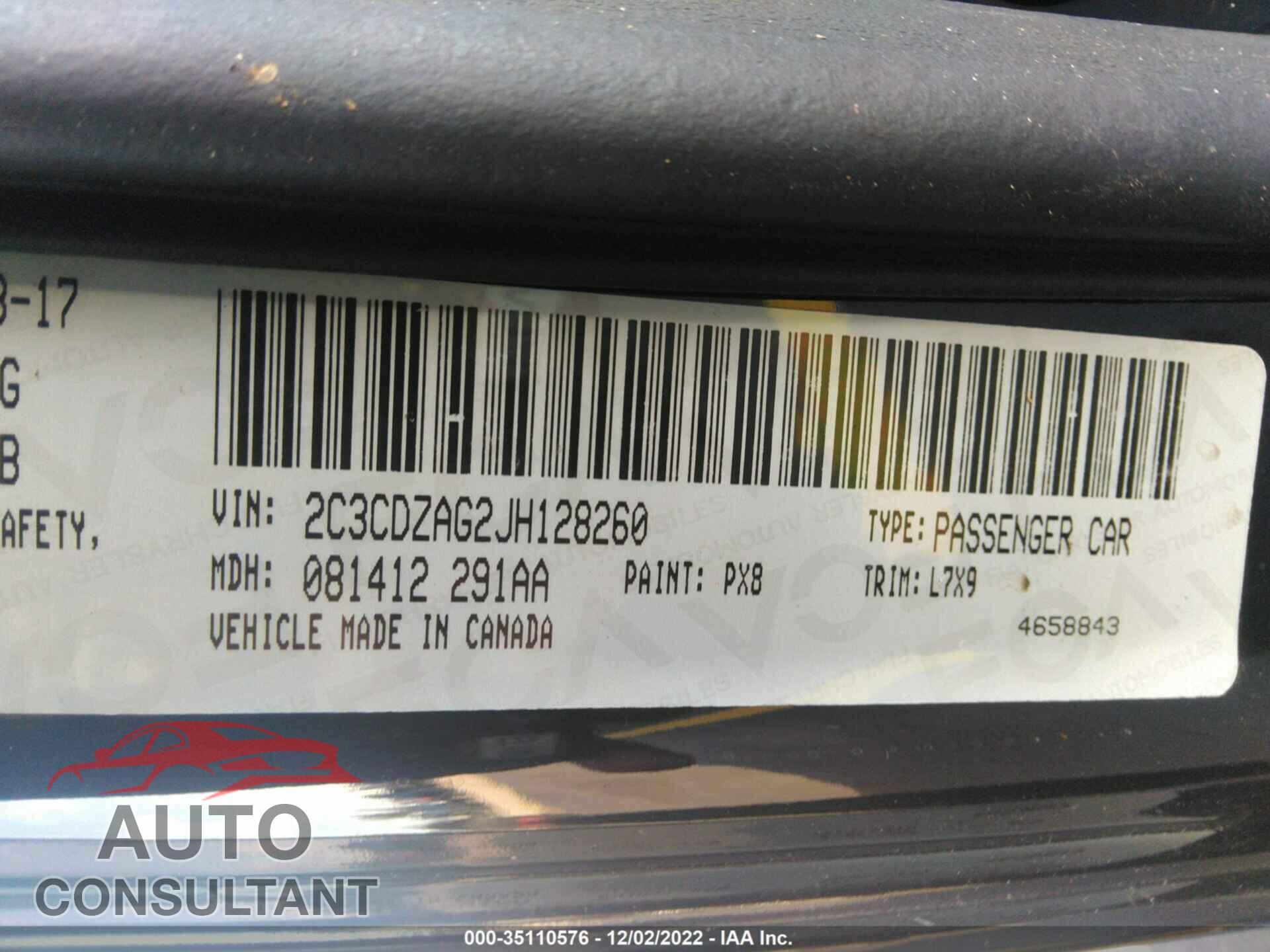 DODGE CHALLENGER 2018 - 2C3CDZAG2JH128260