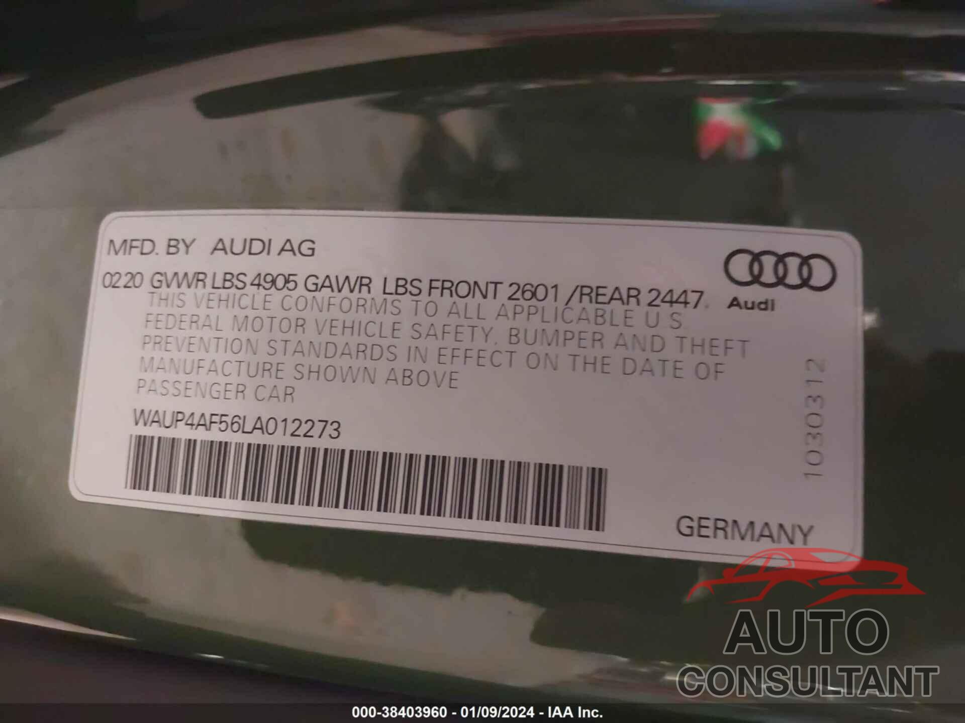 AUDI S5 2020 - WAUP4AF56LA012273