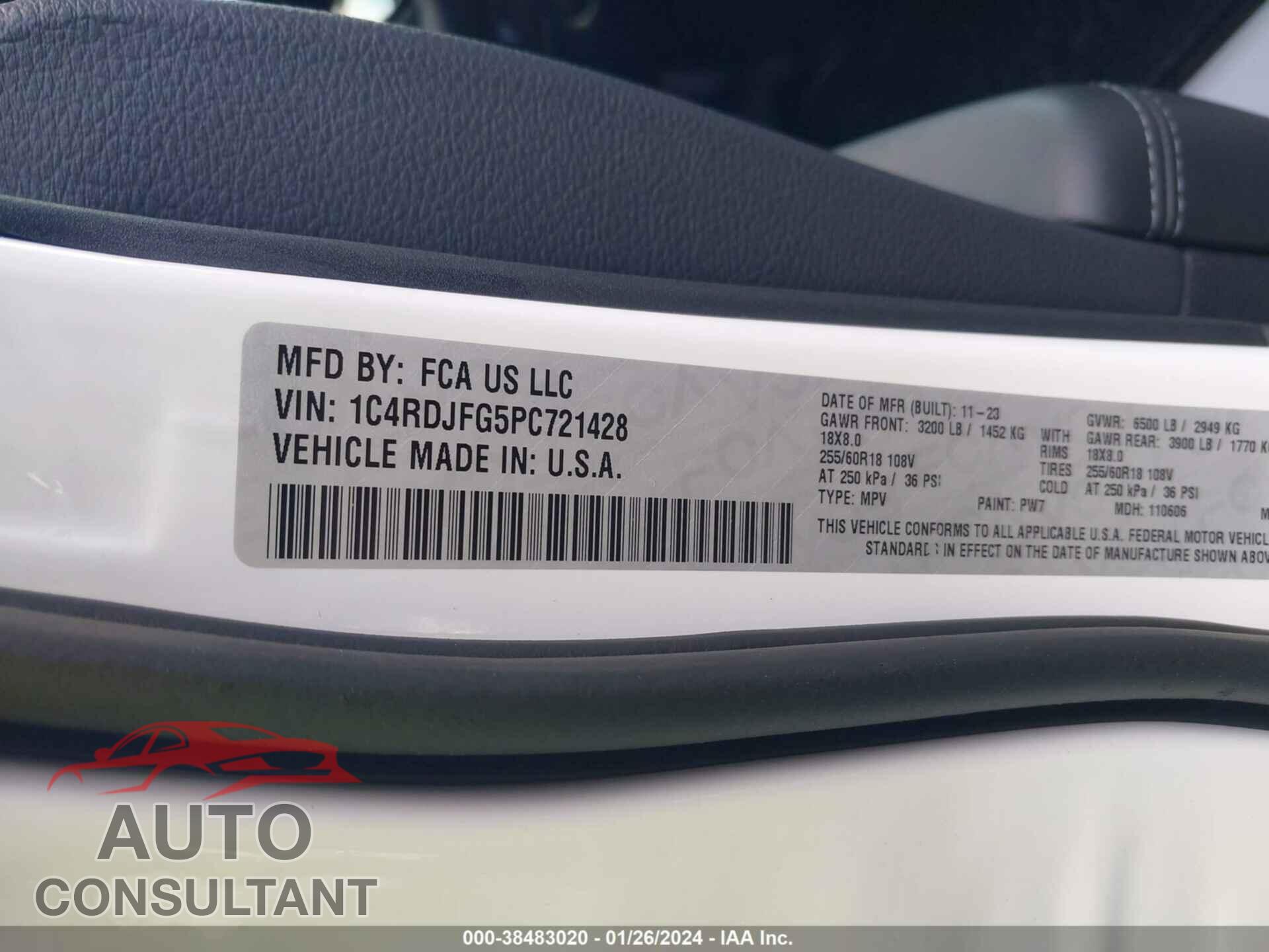DODGE DURANGO 2023 - 1C4RDJFG5PC721428
