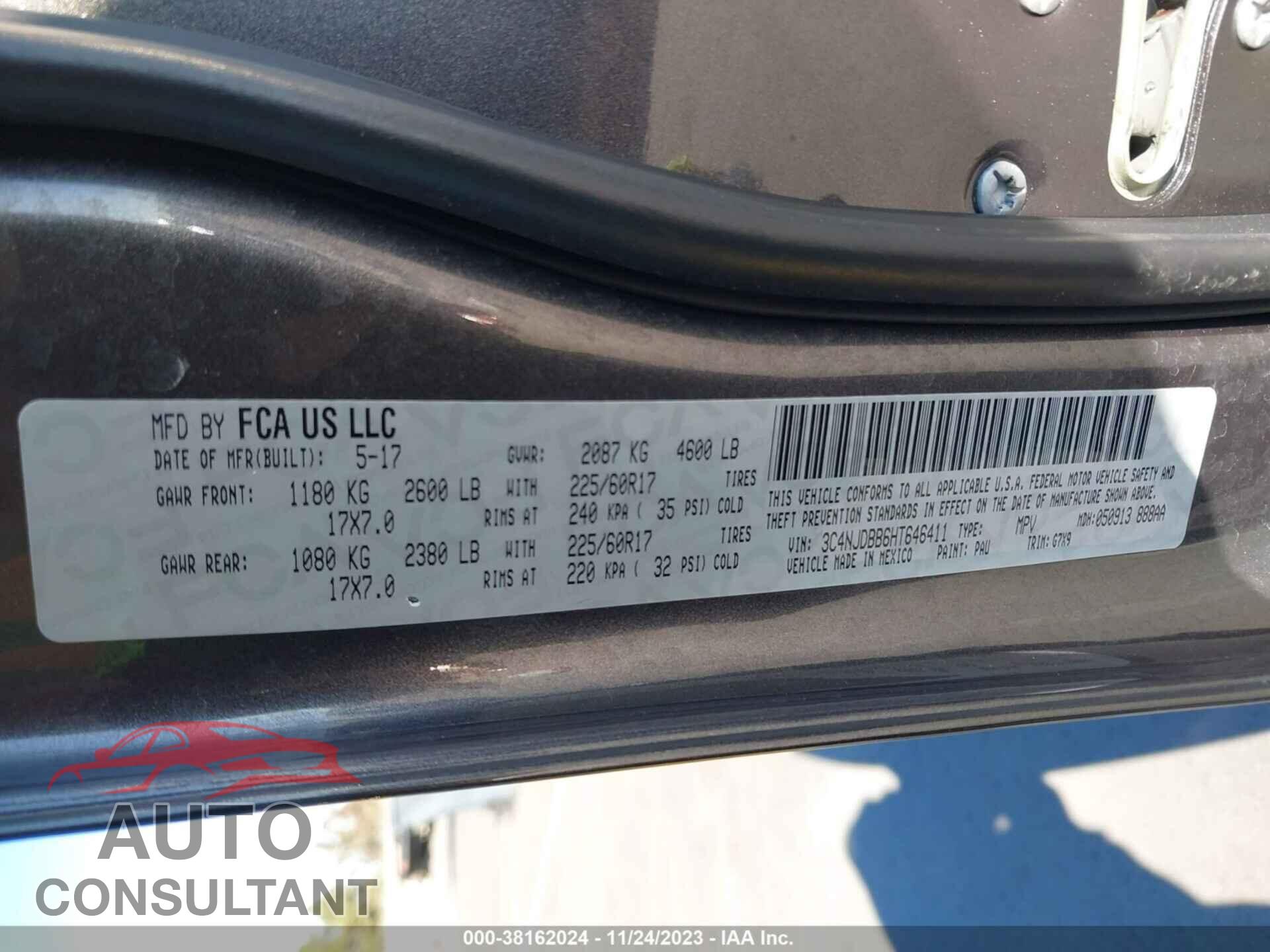 JEEP NEW COMPASS 2017 - 3C4NJDBB6HT646411