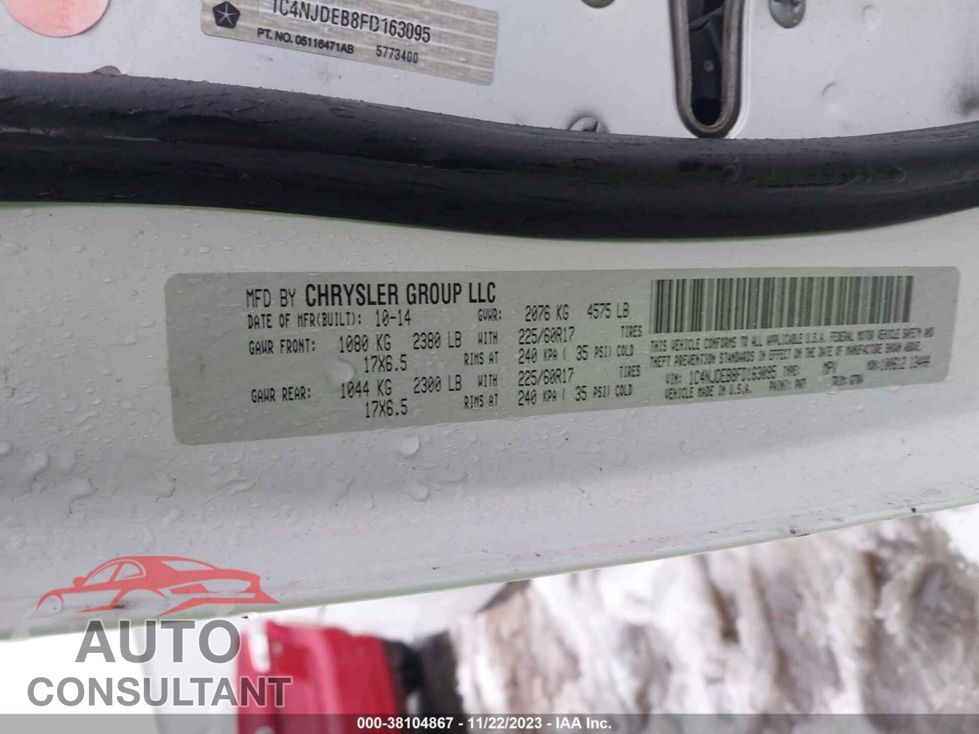 JEEP COMPASS 2015 - 1C4NJDEB8FD163095