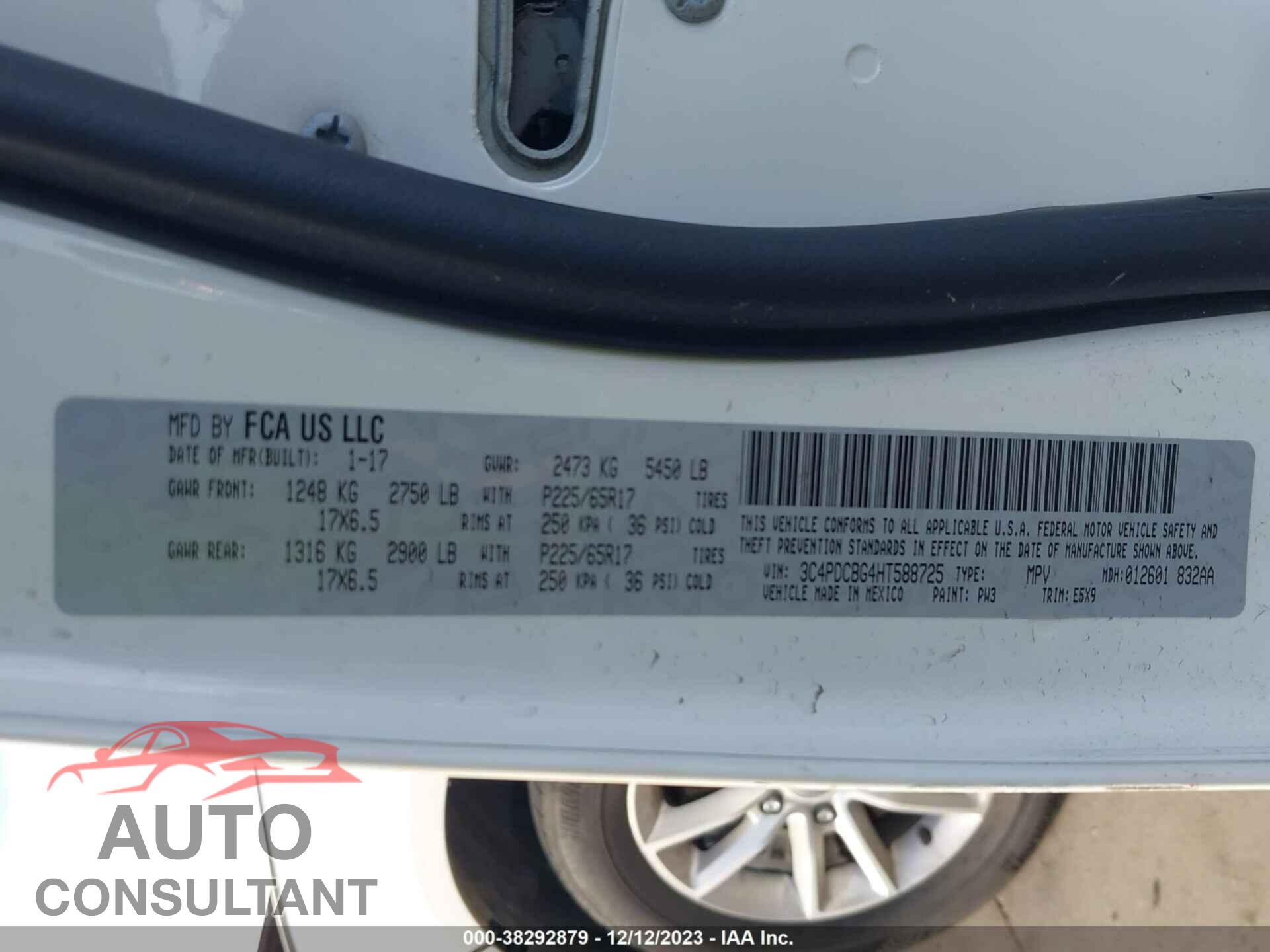 DODGE JOURNEY 2017 - 3C4PDCBG4HT588725