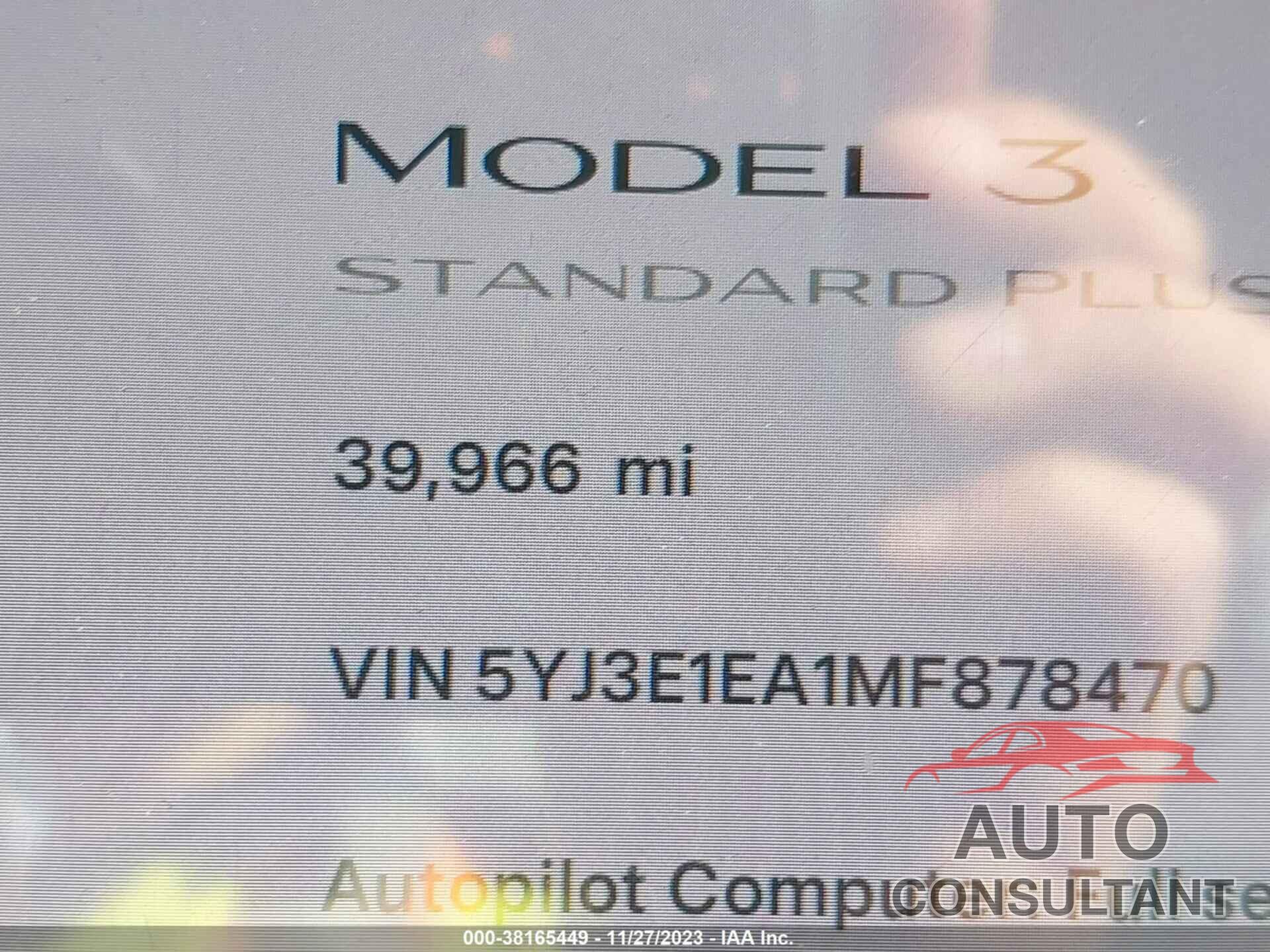 TESLA MODEL 3 2021 - 5YJ3E1EA1MF878470