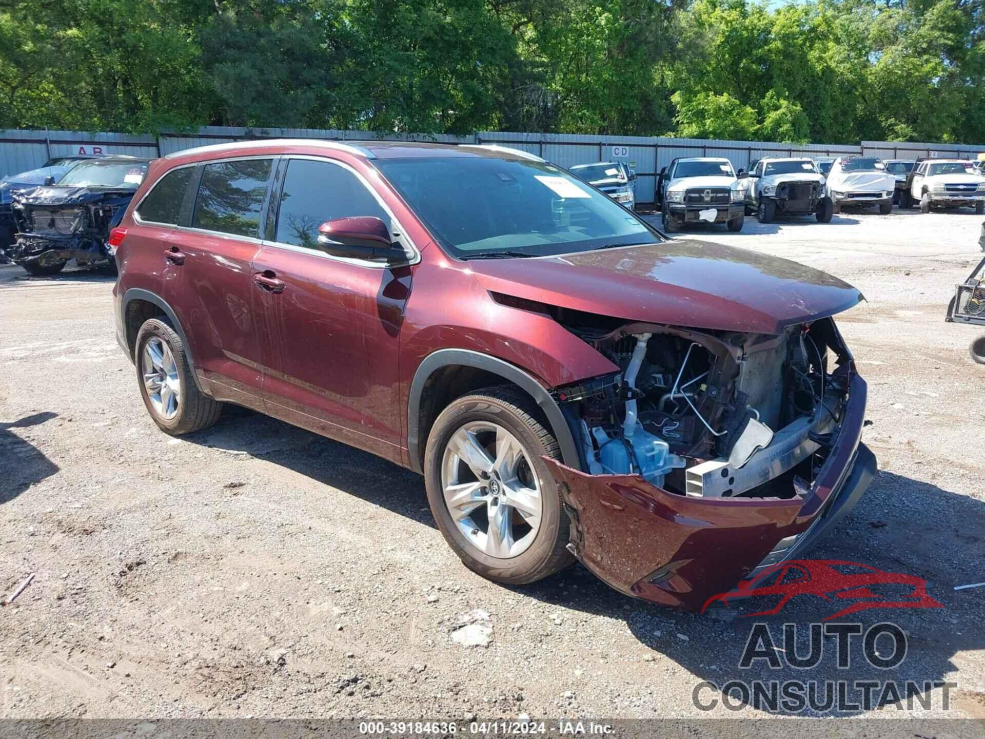 TOYOTA HIGHLANDER 2019 - 5TDYZRFH0KS335558