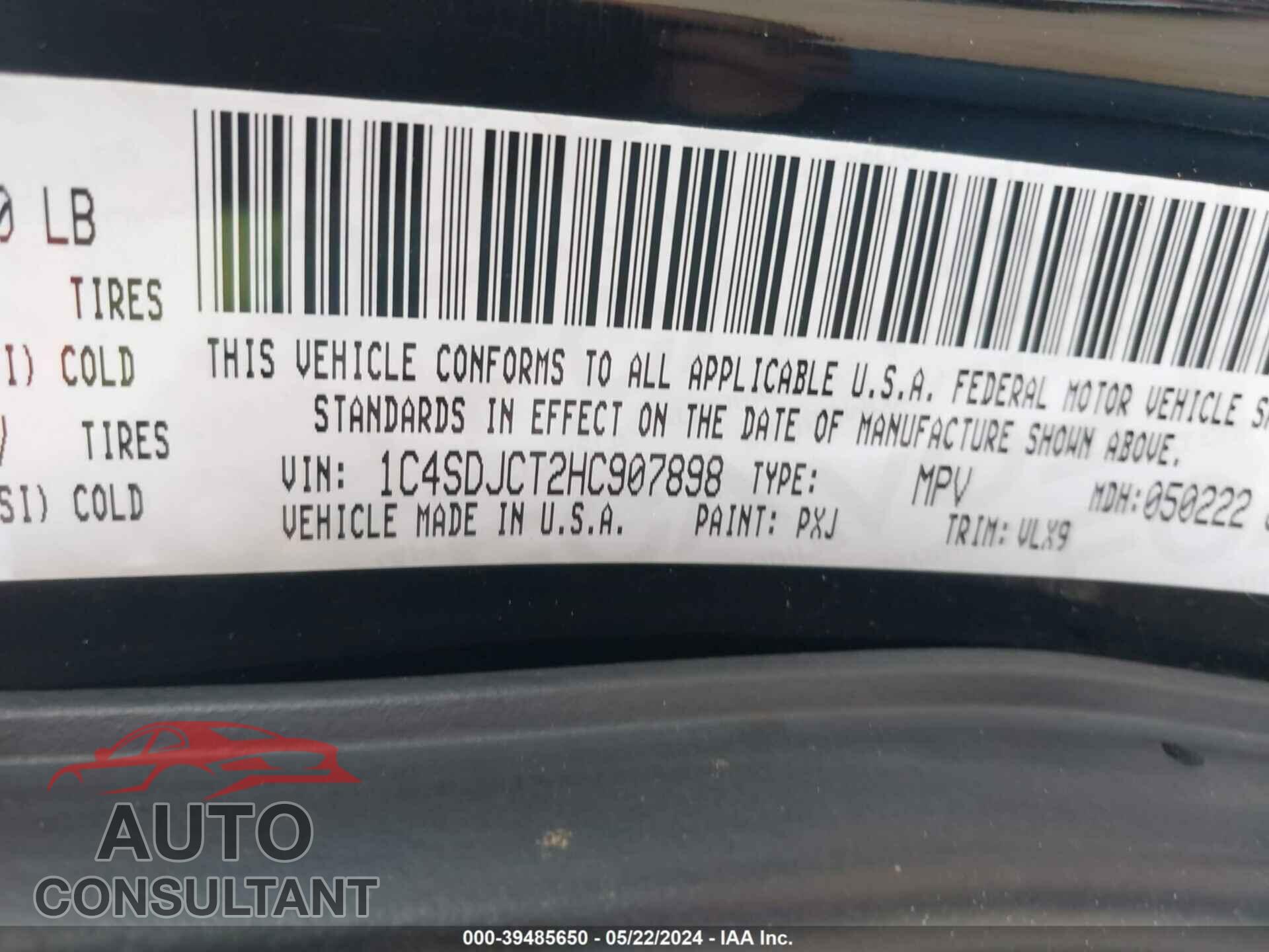 DODGE DURANGO 2017 - 1C4SDJCT2HC907898