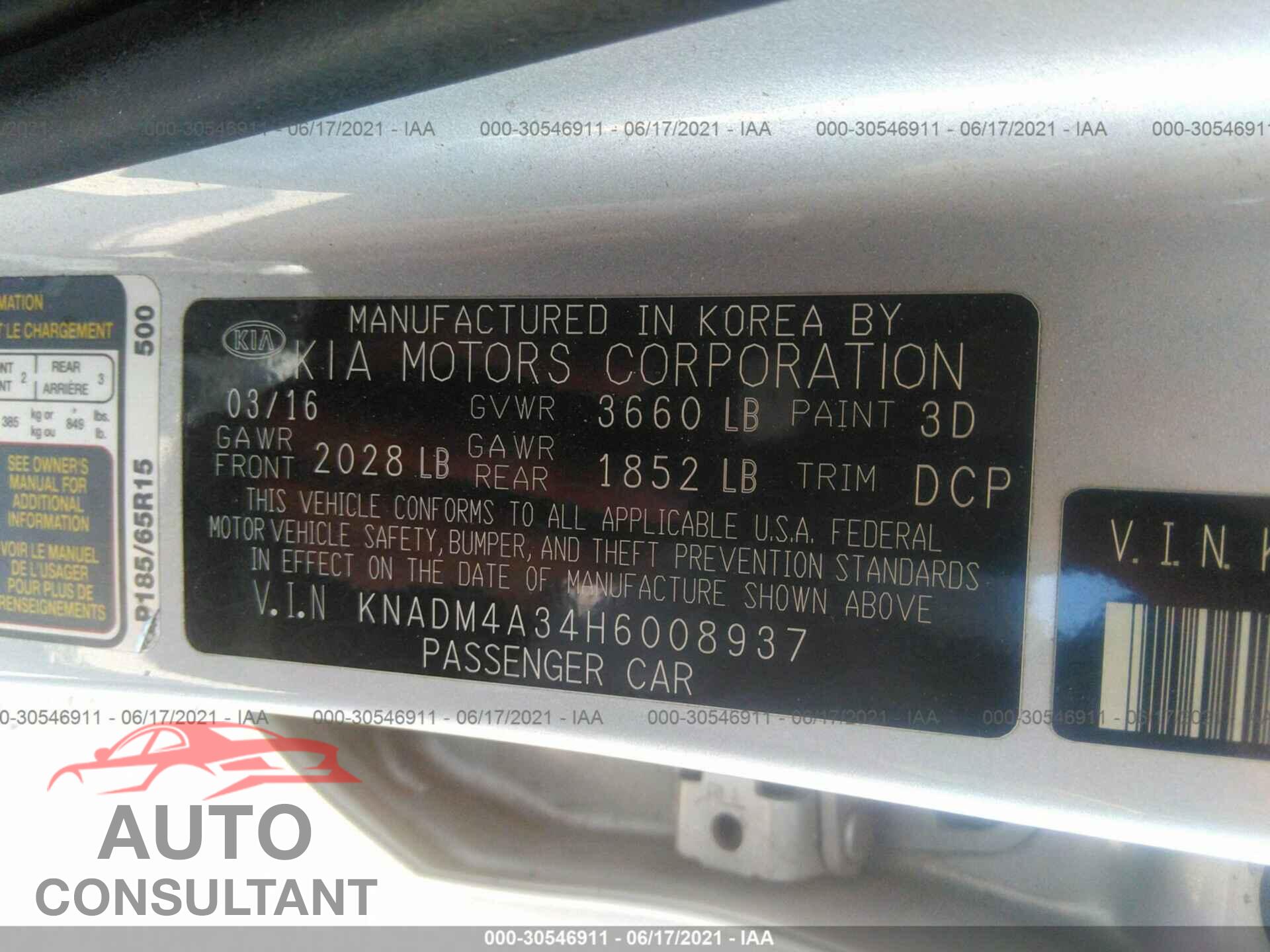 KIA RIO 2017 - KNADM4A34H6008937