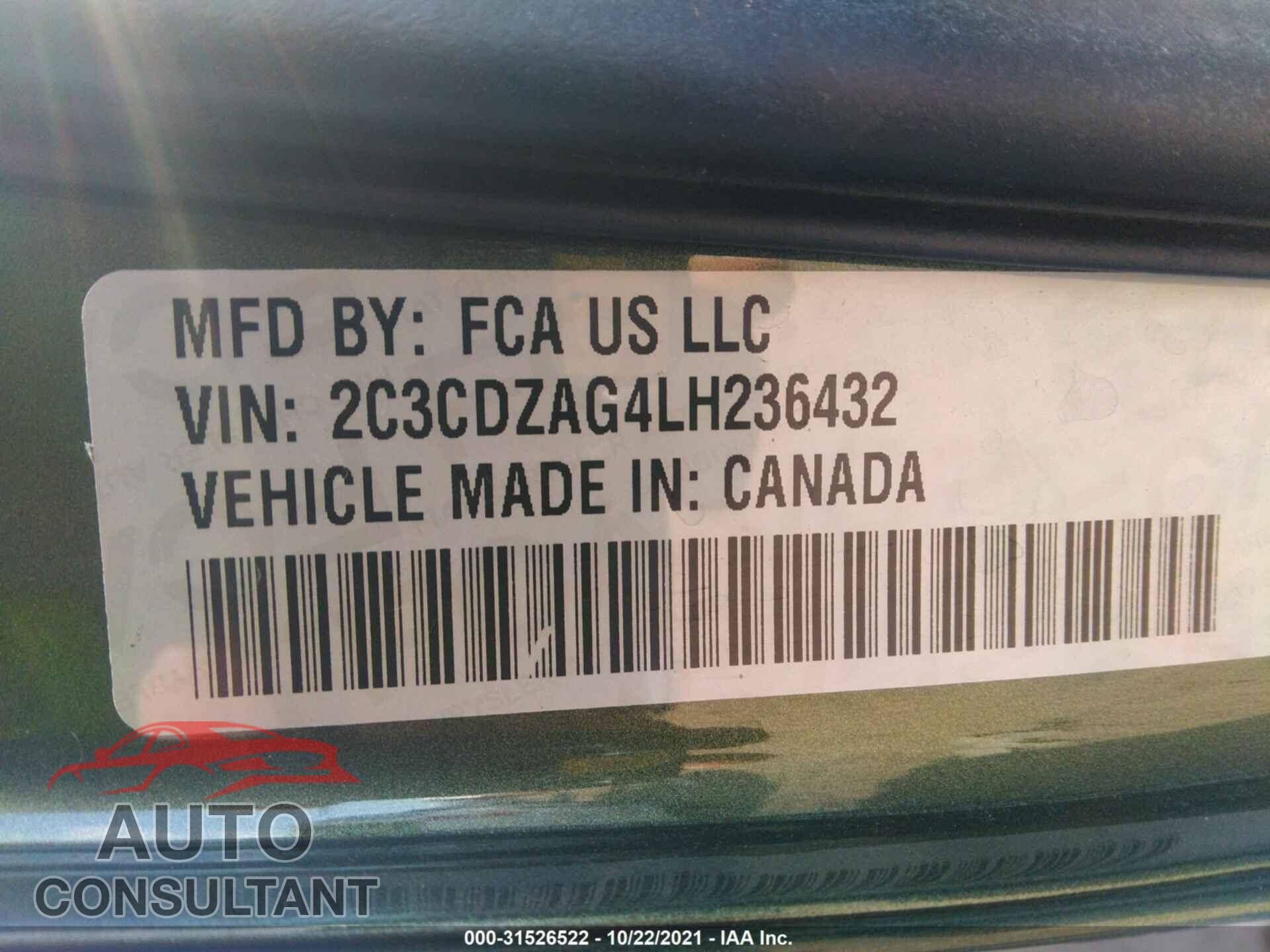 DODGE CHALLENGER 2020 - 2C3CDZAG4LH236432